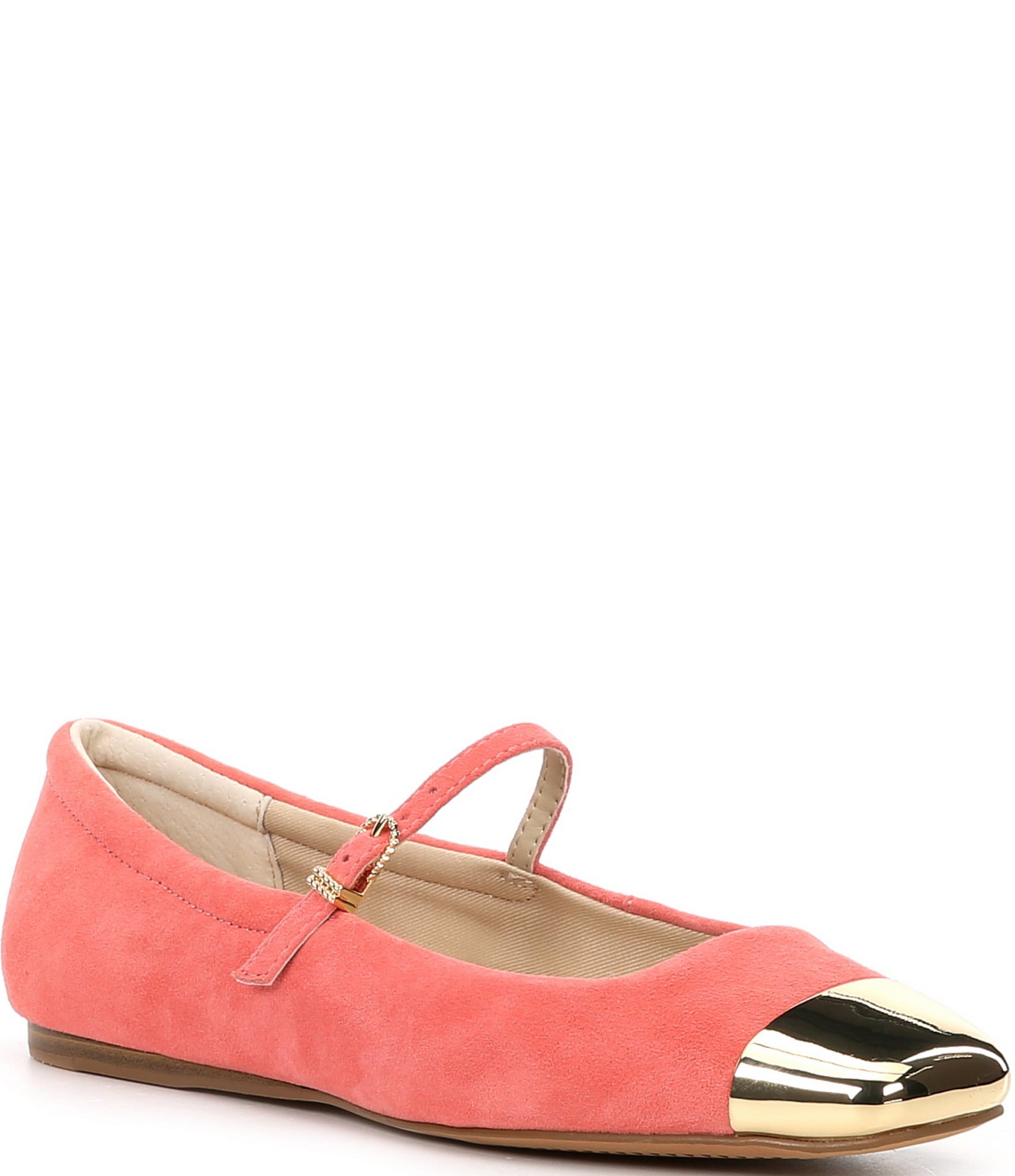 Dolce Vita Reyes Metallic Cap Toe Suede Mary Jane Ballet Flats | Dillard's