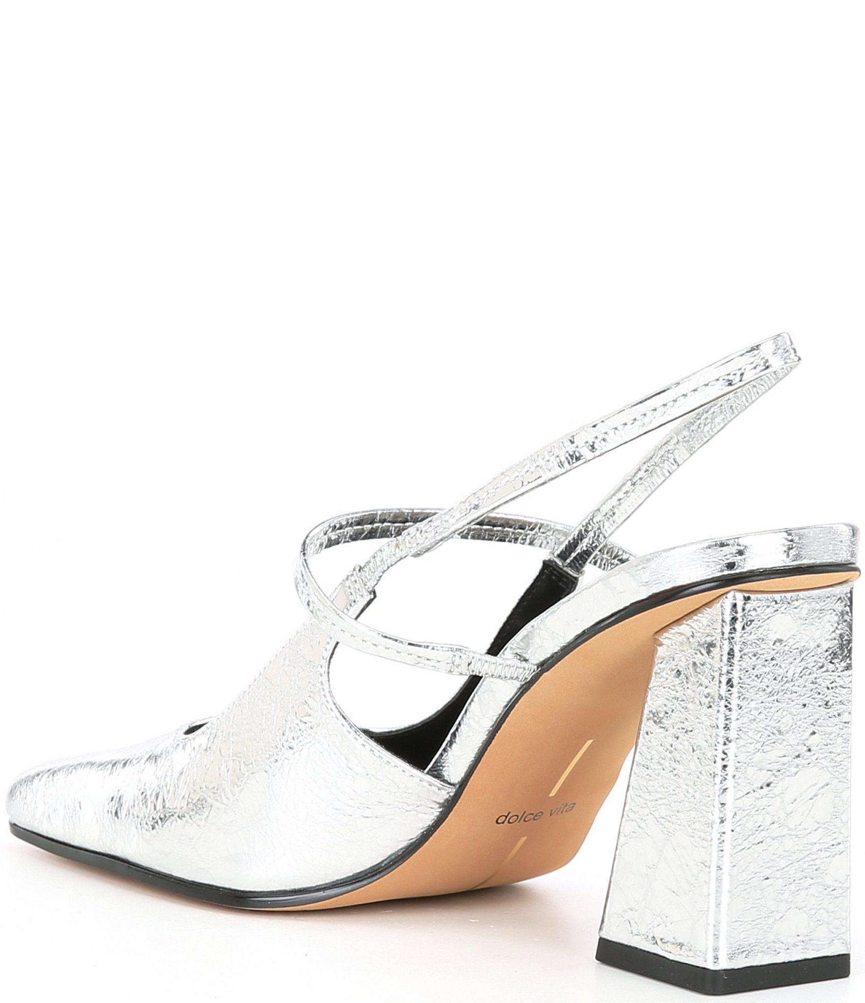 Dolce Vita Soyer Metallic Slingback Leather Square Toe Pumps