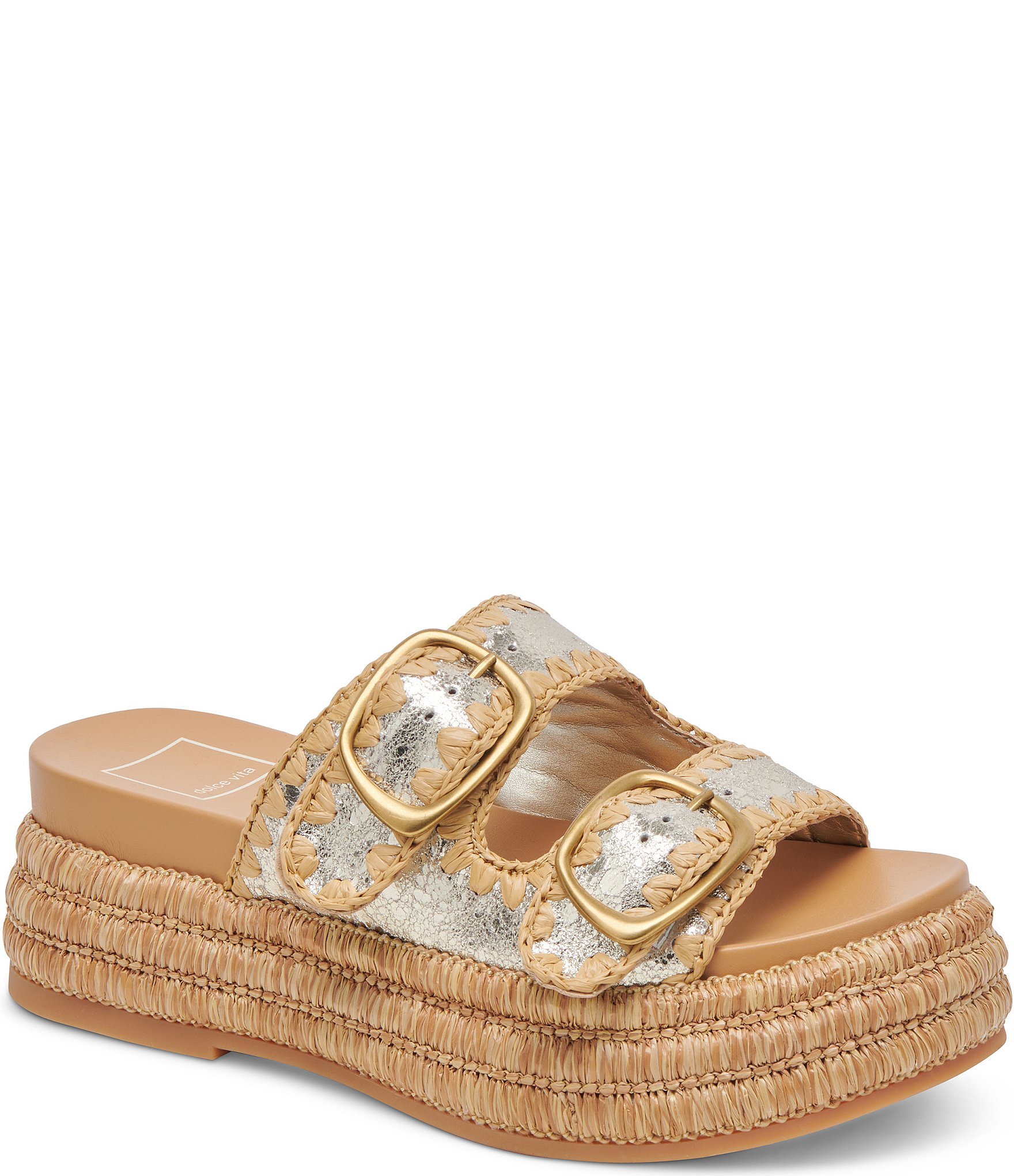 Dolce Vita Wanika Metallic Leather Buckle Platform Espadrille Sandals ...