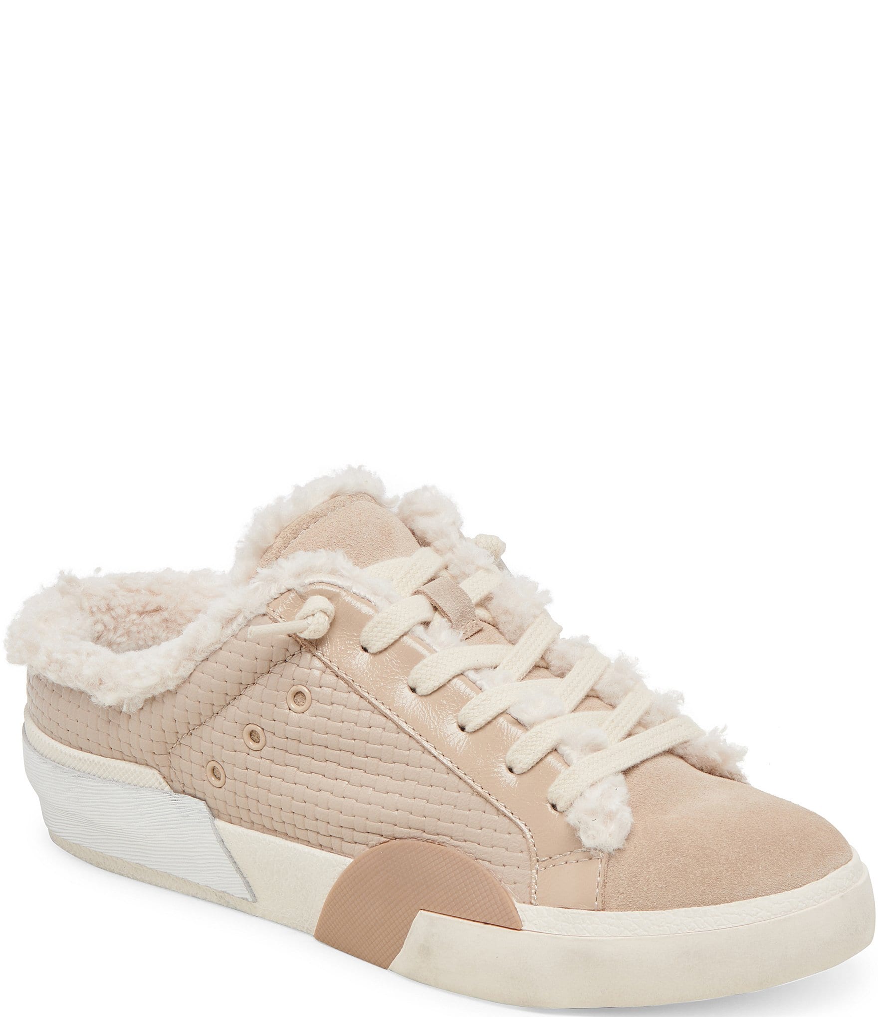 Dolce Vita Zantel Plush Leather Faux Fur Backless Mule Sneakers