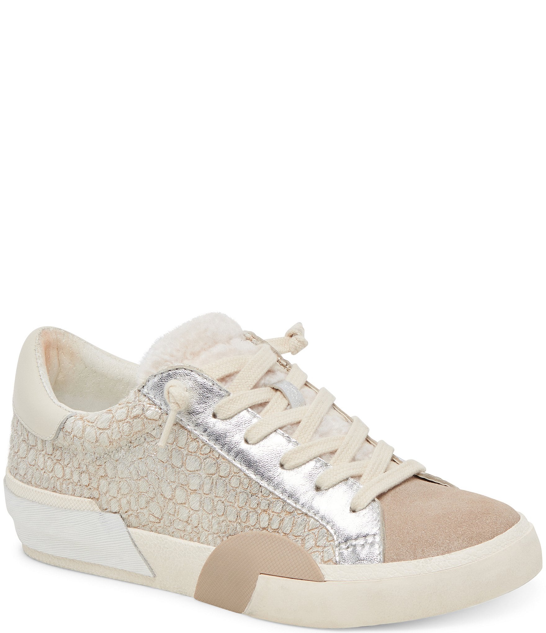 Dolce Vita Zina Plush Crocodile Embossed Calf Hair Slip On Sneakers