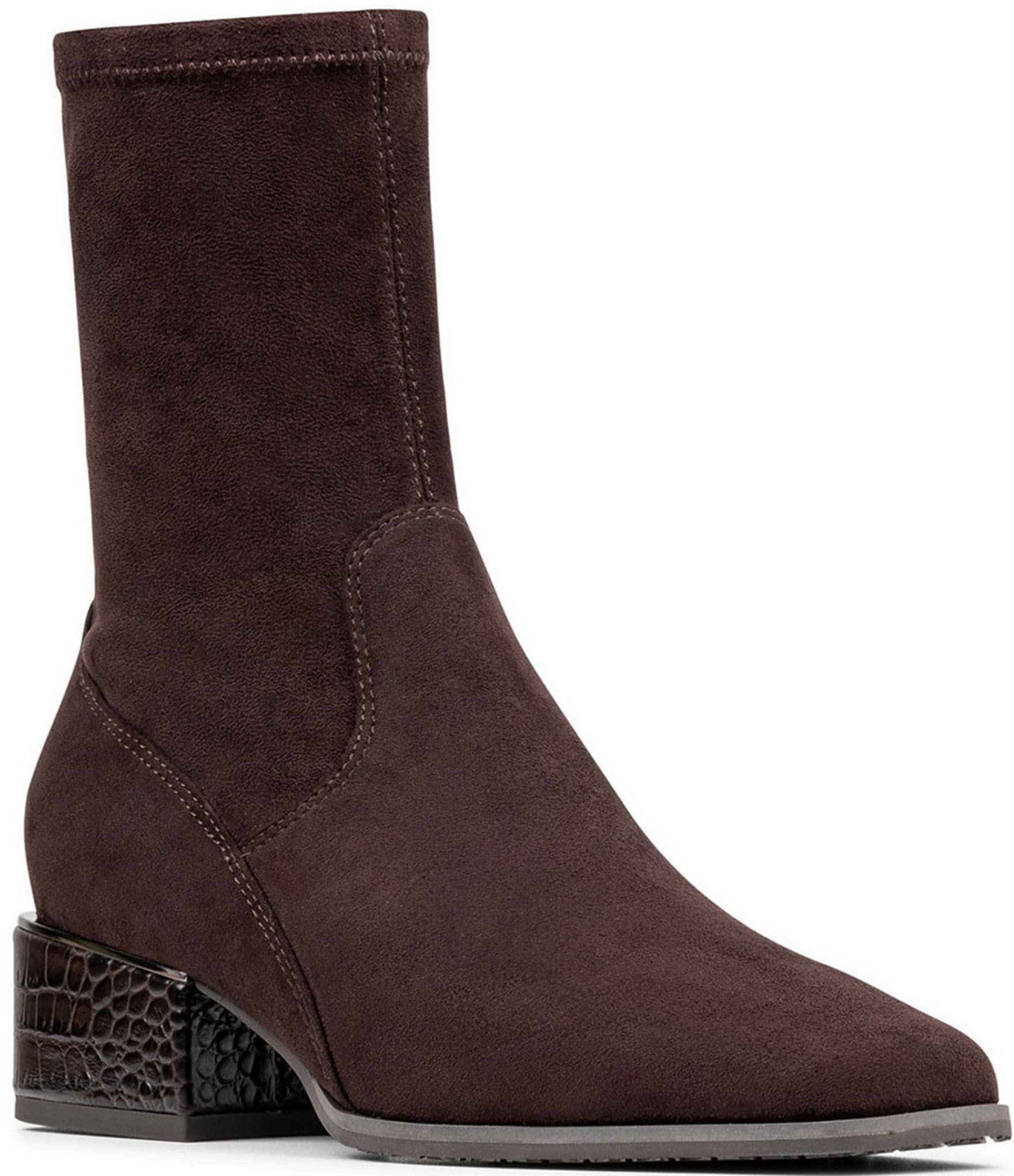 Donald Pliner Ashera Stretch Shaft Croco Embossed Block Heel Booties