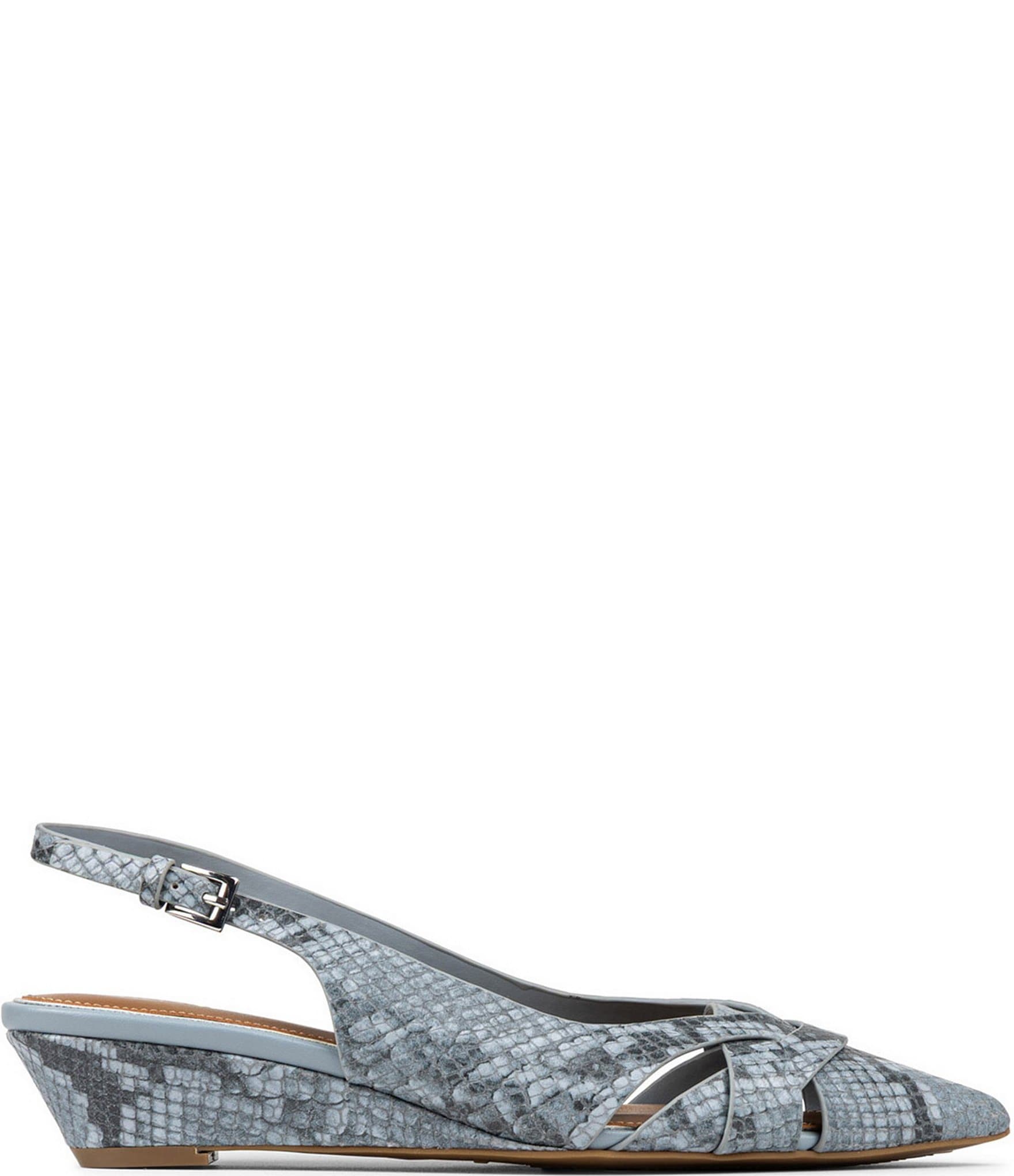 Donald Pliner Barbee Python Print Leather Pointed Toe Slingback Wedge Pumps