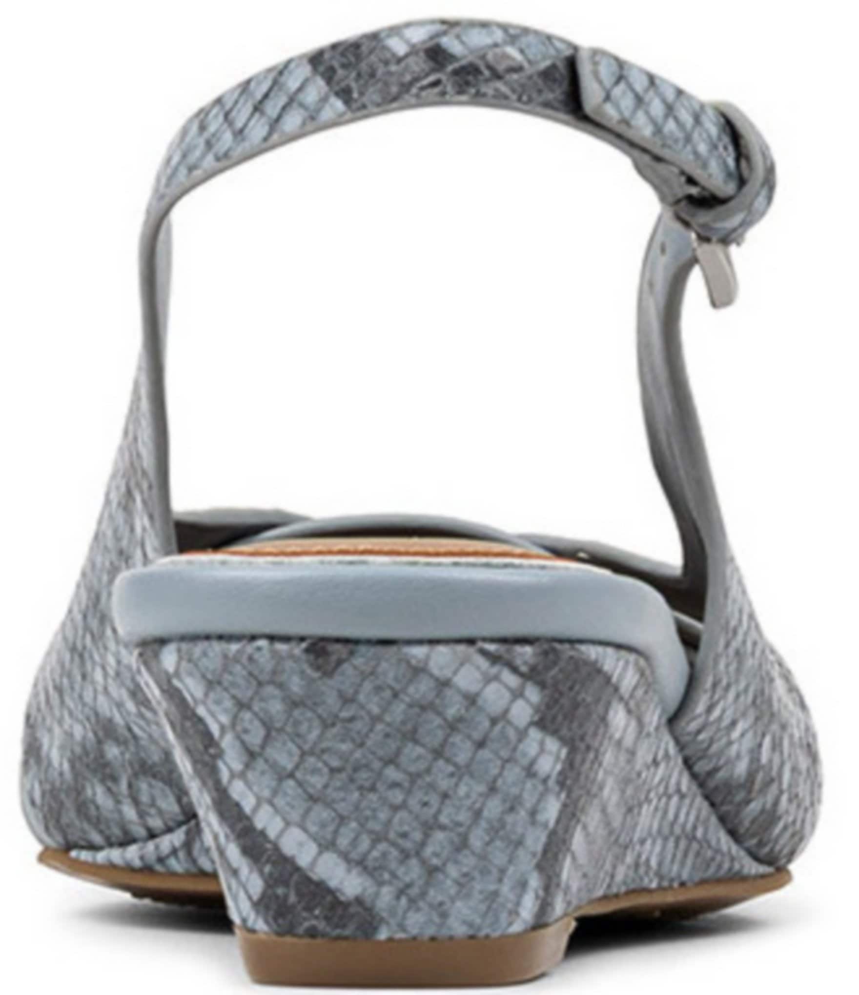 Donald Pliner Barbee Python Print Leather Pointed Toe Slingback Wedge Pumps