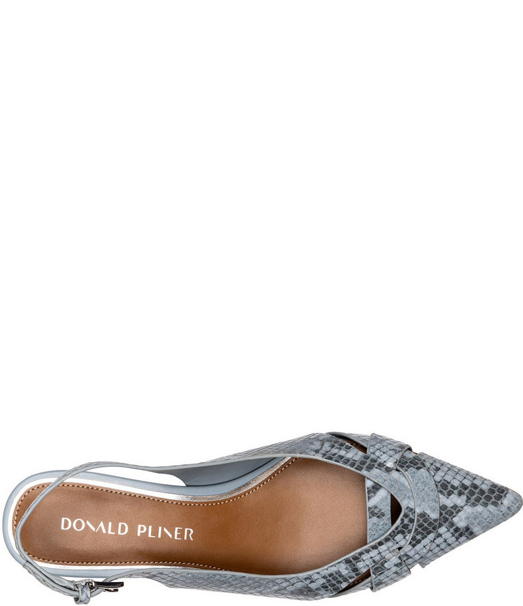 Donald Pliner Barbee Python Print Leather Pointed Toe Slingback Wedge Pumps