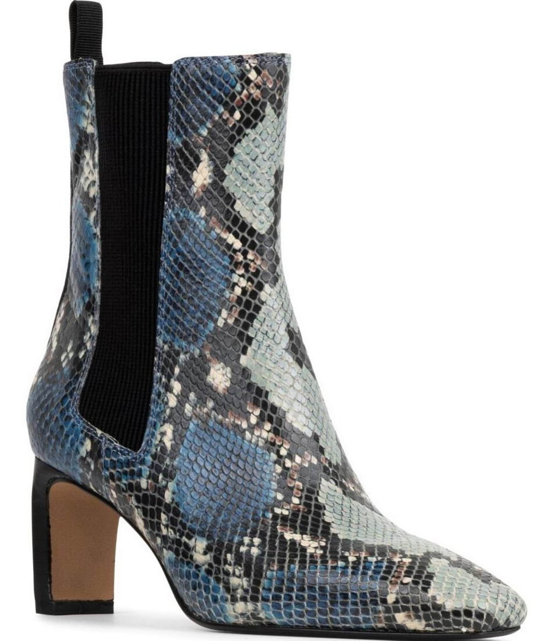 Donald Pliner Brittnie Snake Print High Heel Slip On Booties