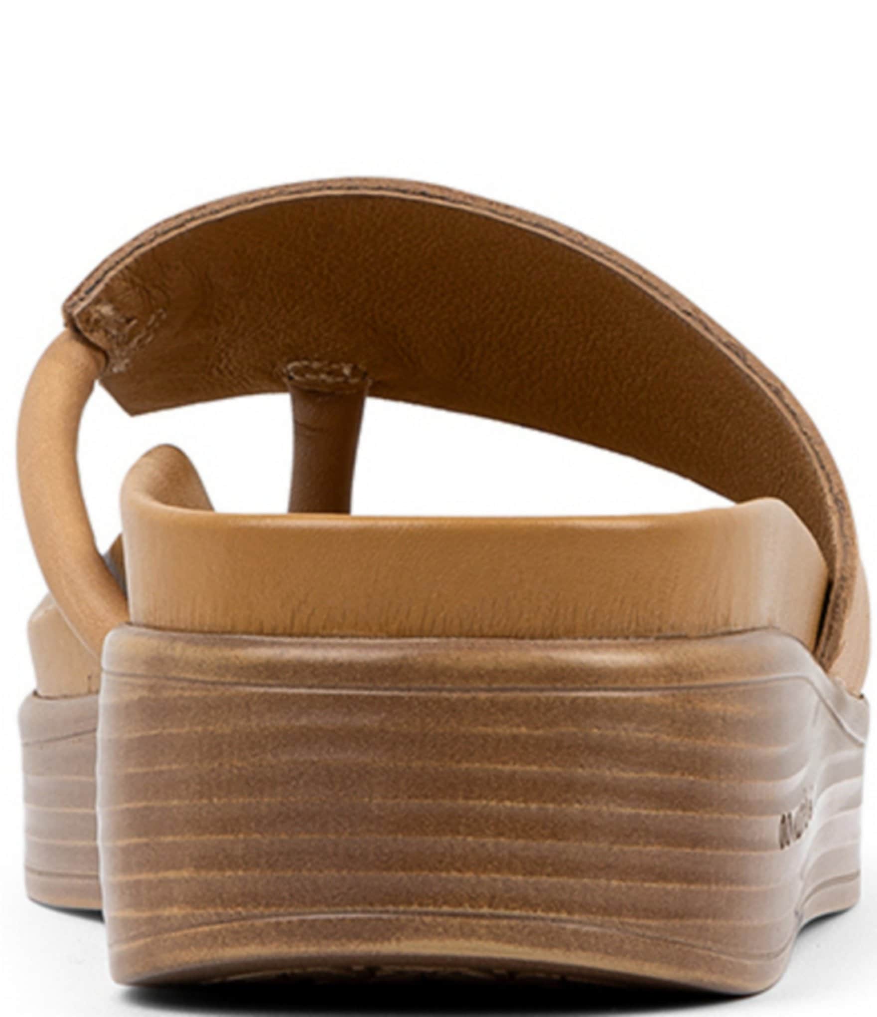 Donald Pliner Fifi Leather Platform Wedge Thong Slides