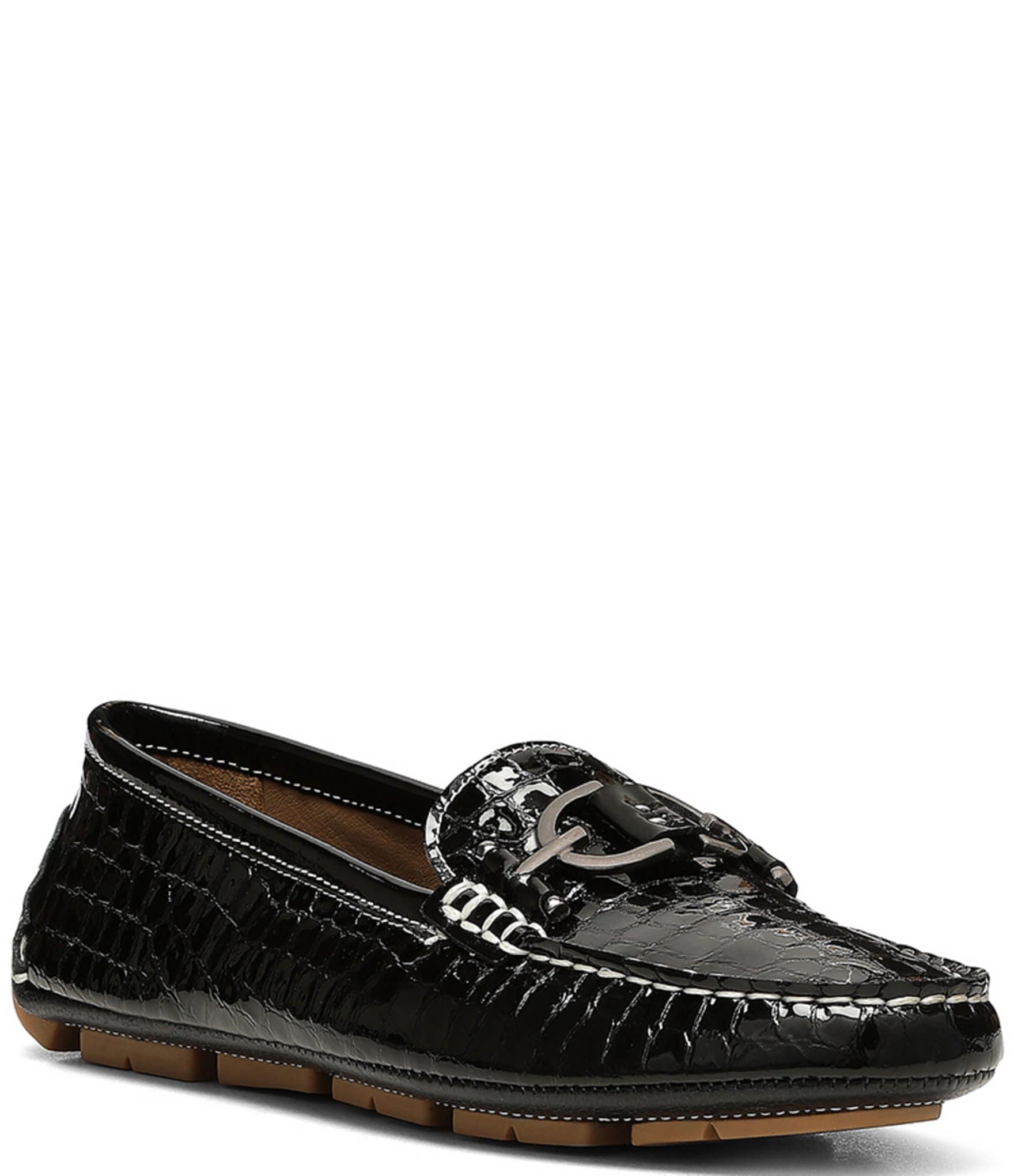 Donald Pliner Giovanna Crocodile Embossed Patent Leather Drivers ...