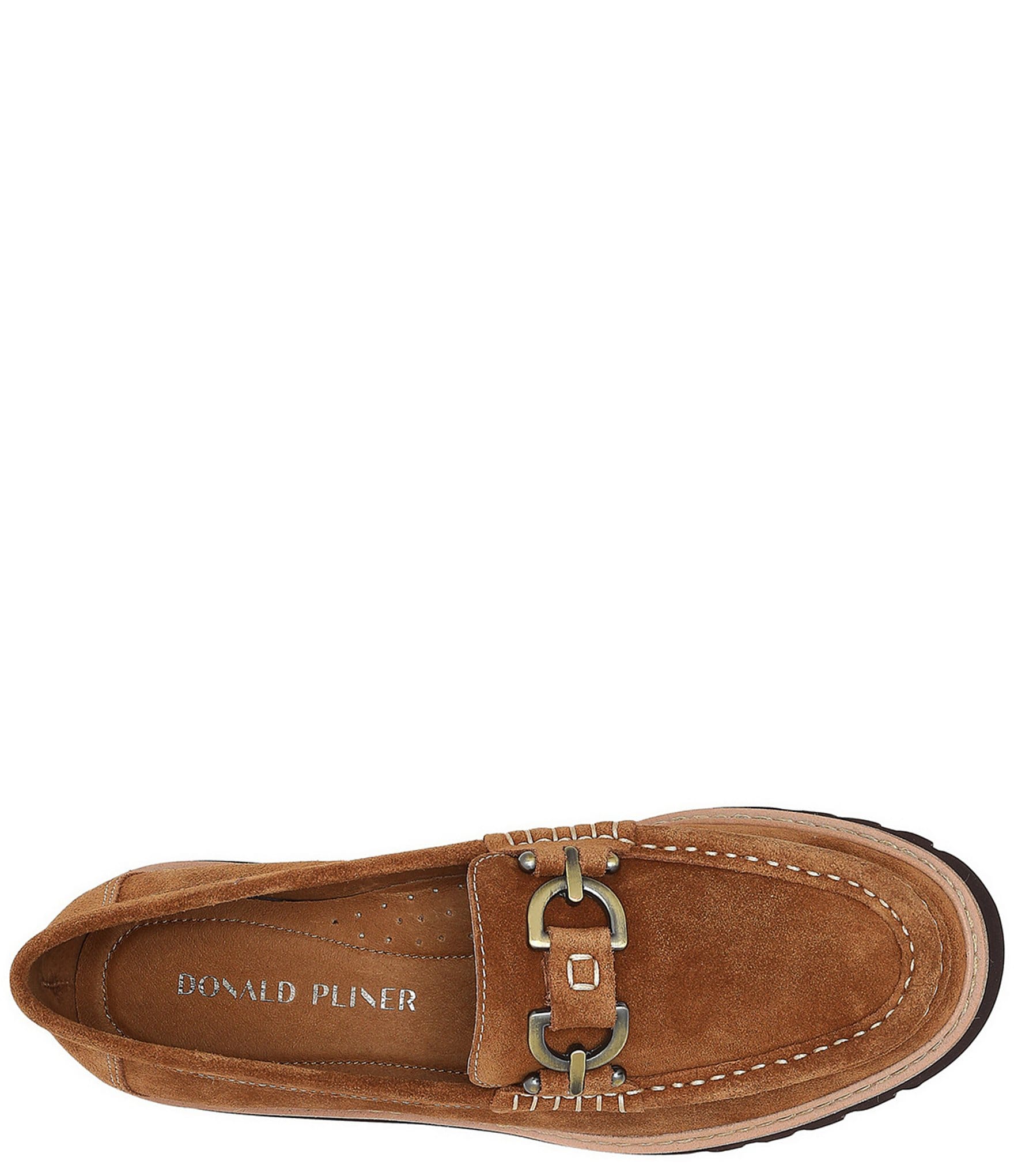 Donald Pliner Helio Suede Bit Buckle Detail Lug Sole Platform Loafers