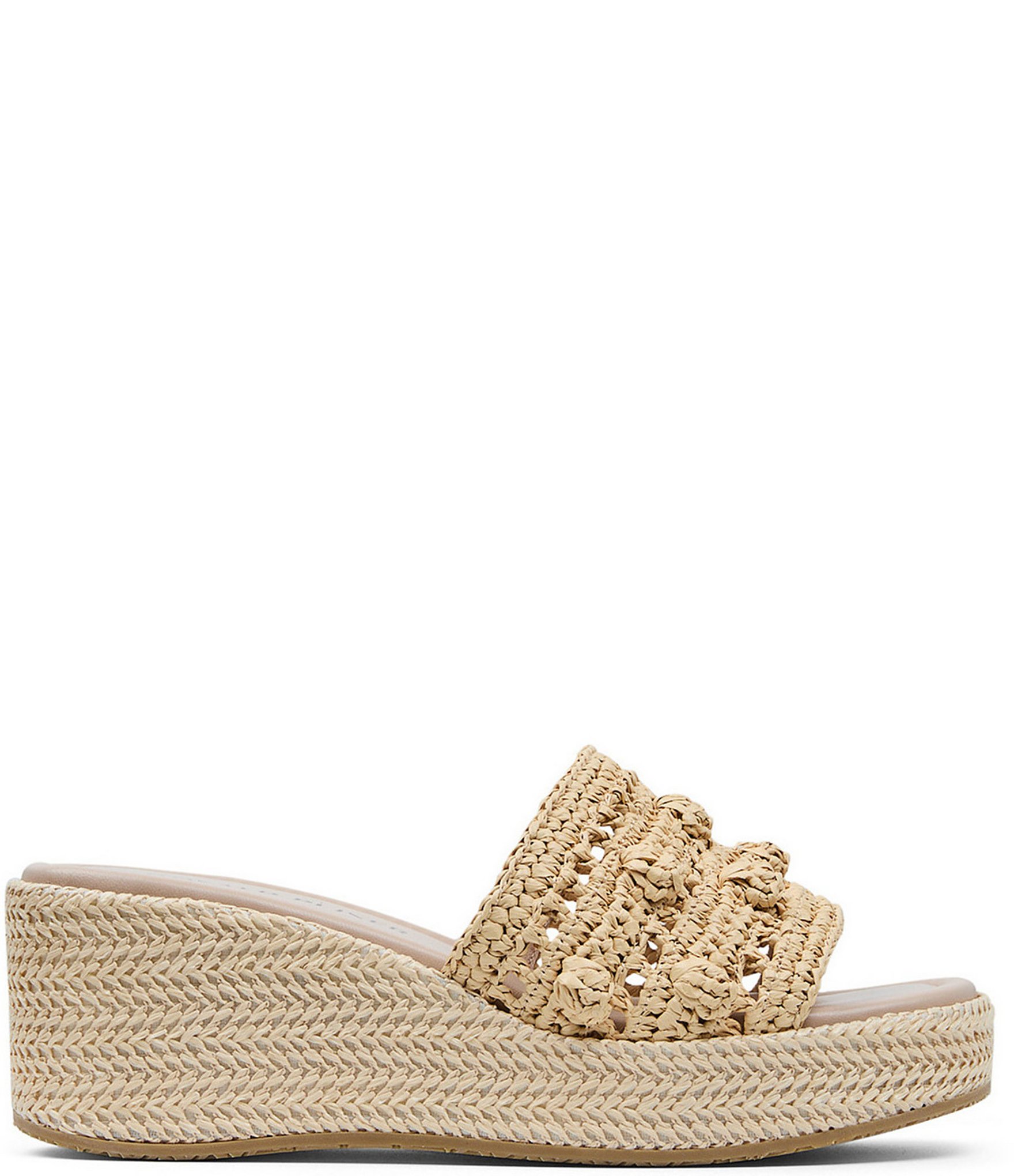 Donald Pliner Jakkir Raffia Macrame Platform Wedge Slide Sandals