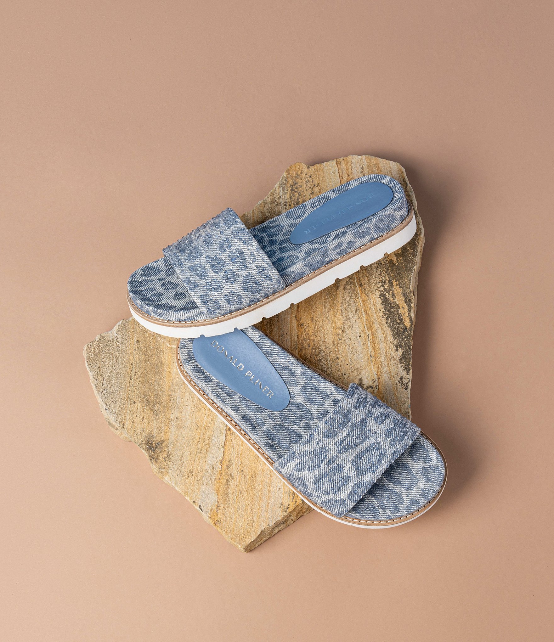 Donald Pliner Joella Crystal Leopard Print Denim Thong Sandals