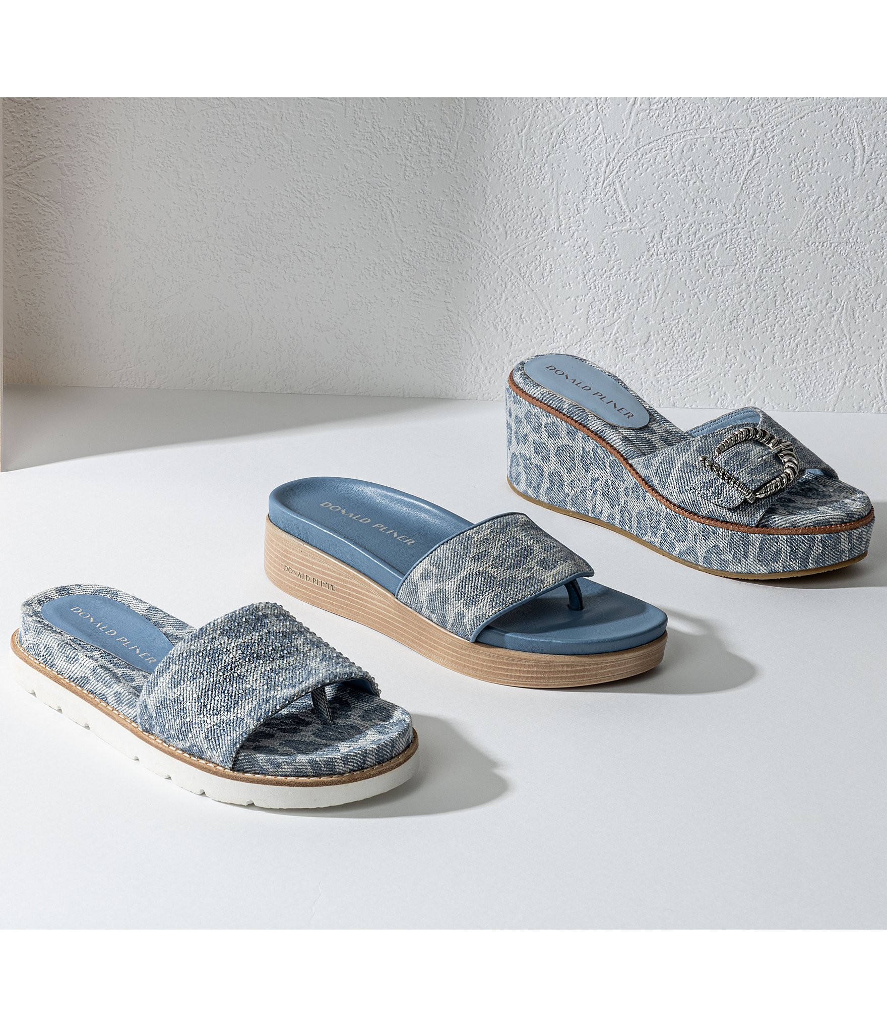 Donald Pliner Joella Crystal Leopard Print Denim Thong Sandals