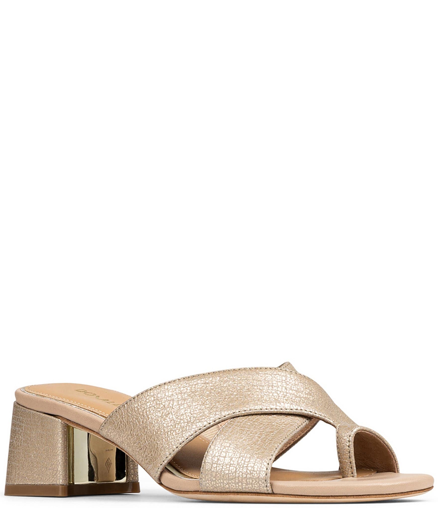 Donald Pliner Kenna Metallic Leather Toe Loop Dress Slip On Sandals