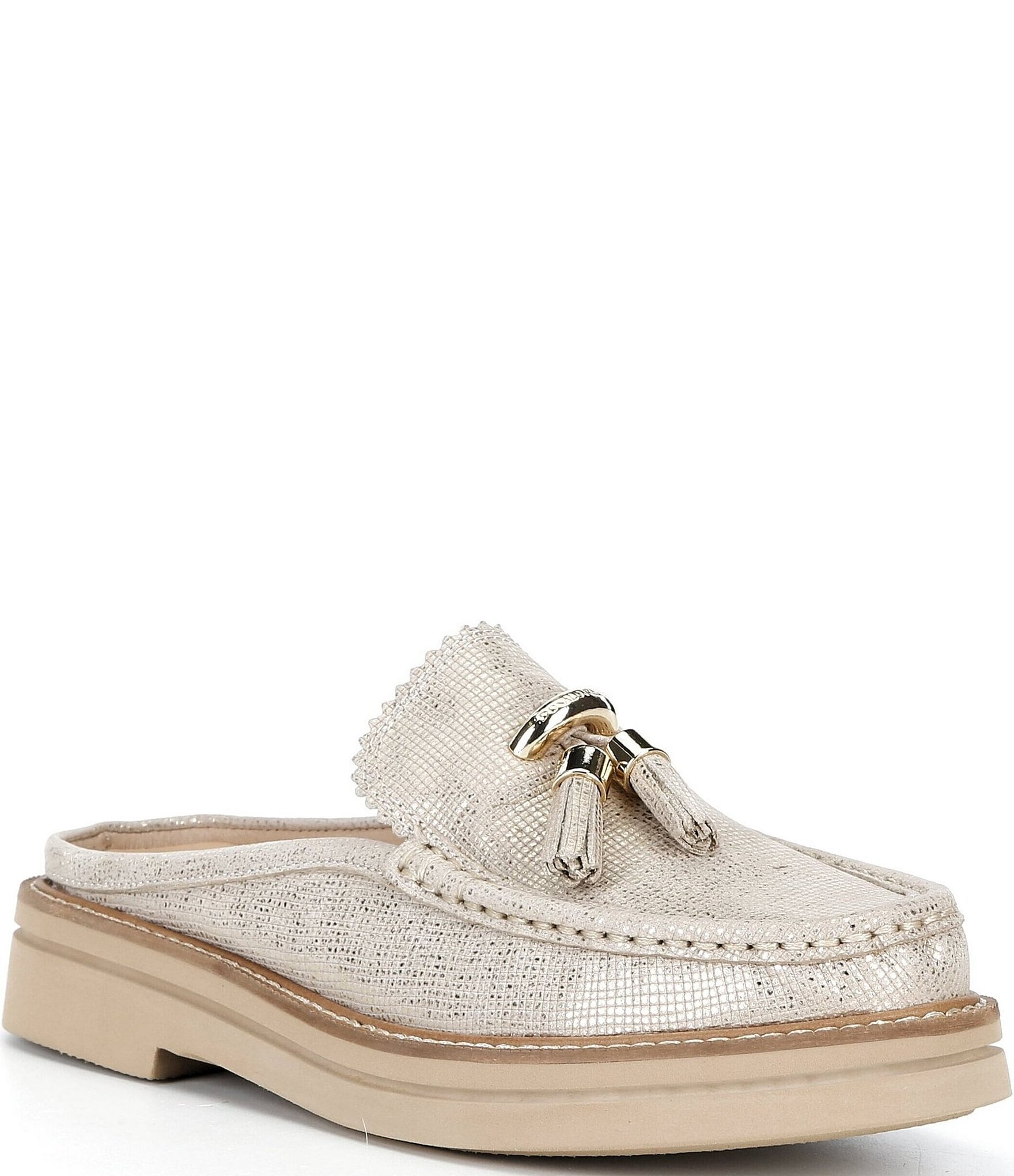 Donald Pliner Lyndall Metallic Tassel Mules