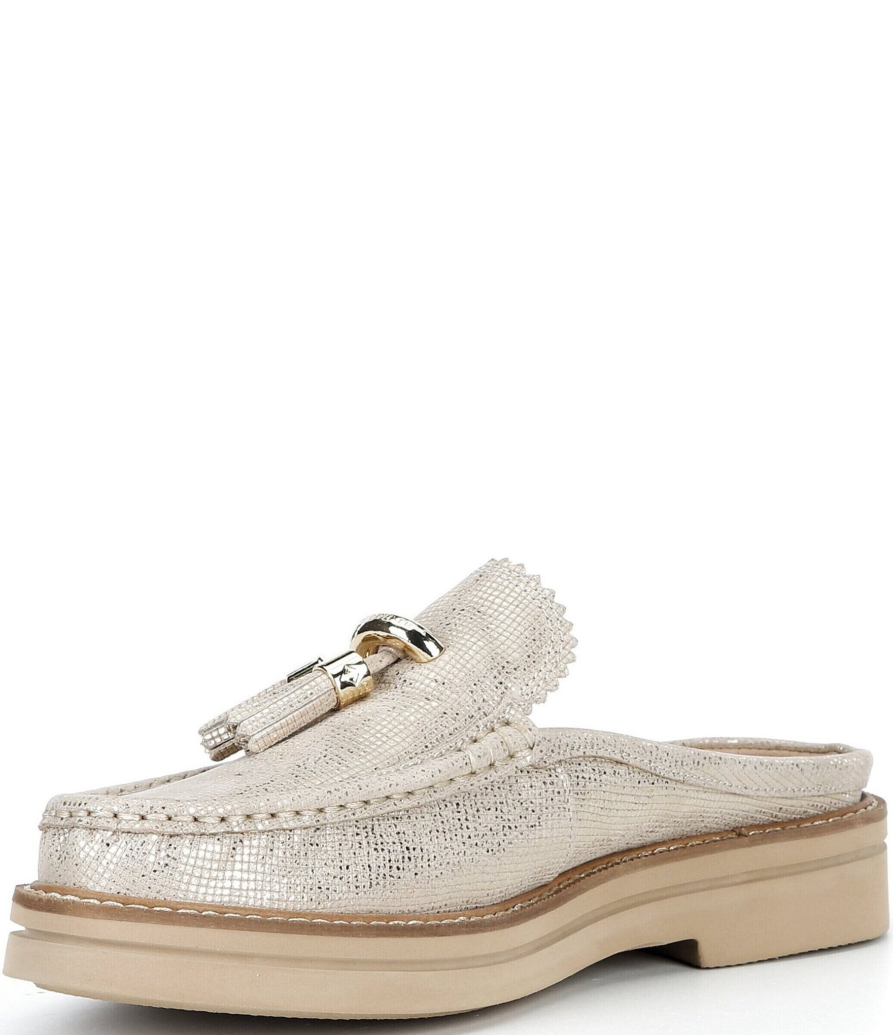 Donald Pliner Lyndall Metallic Tassel Mules