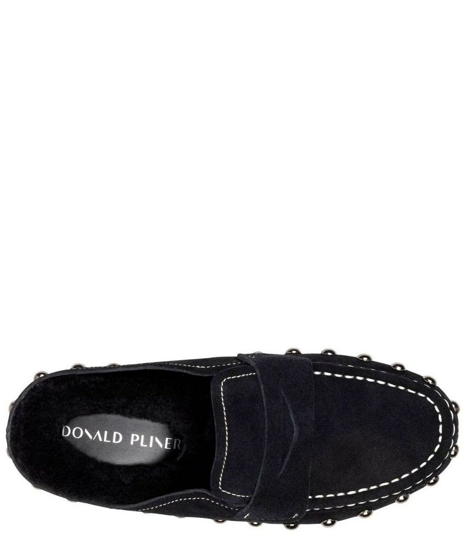 Donald Pliner Melodee Suede Shearling Lined Studded Penny Mules