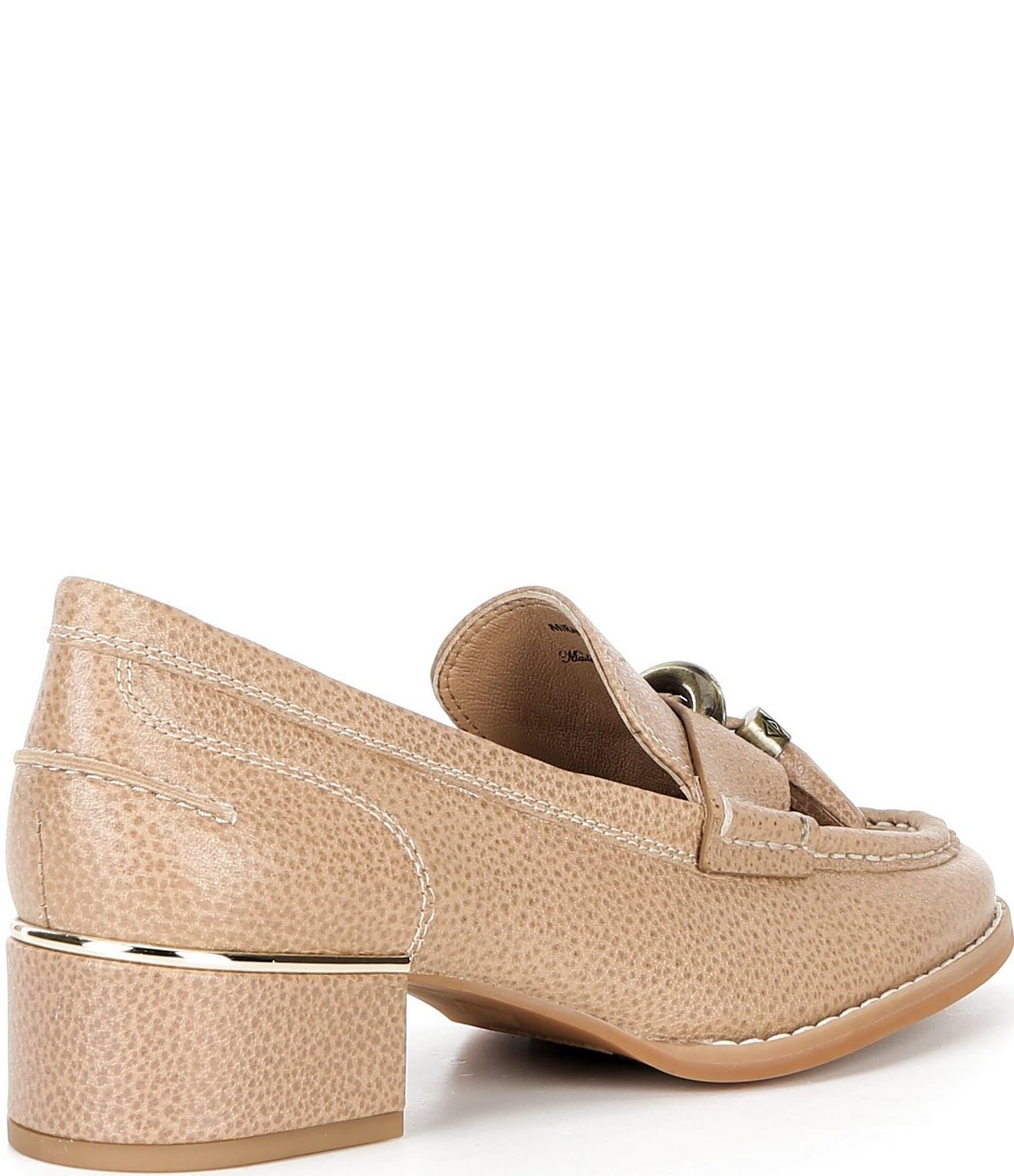 Donald Pliner Mirabel Leather Tassel Block Heel Loafer Pumps