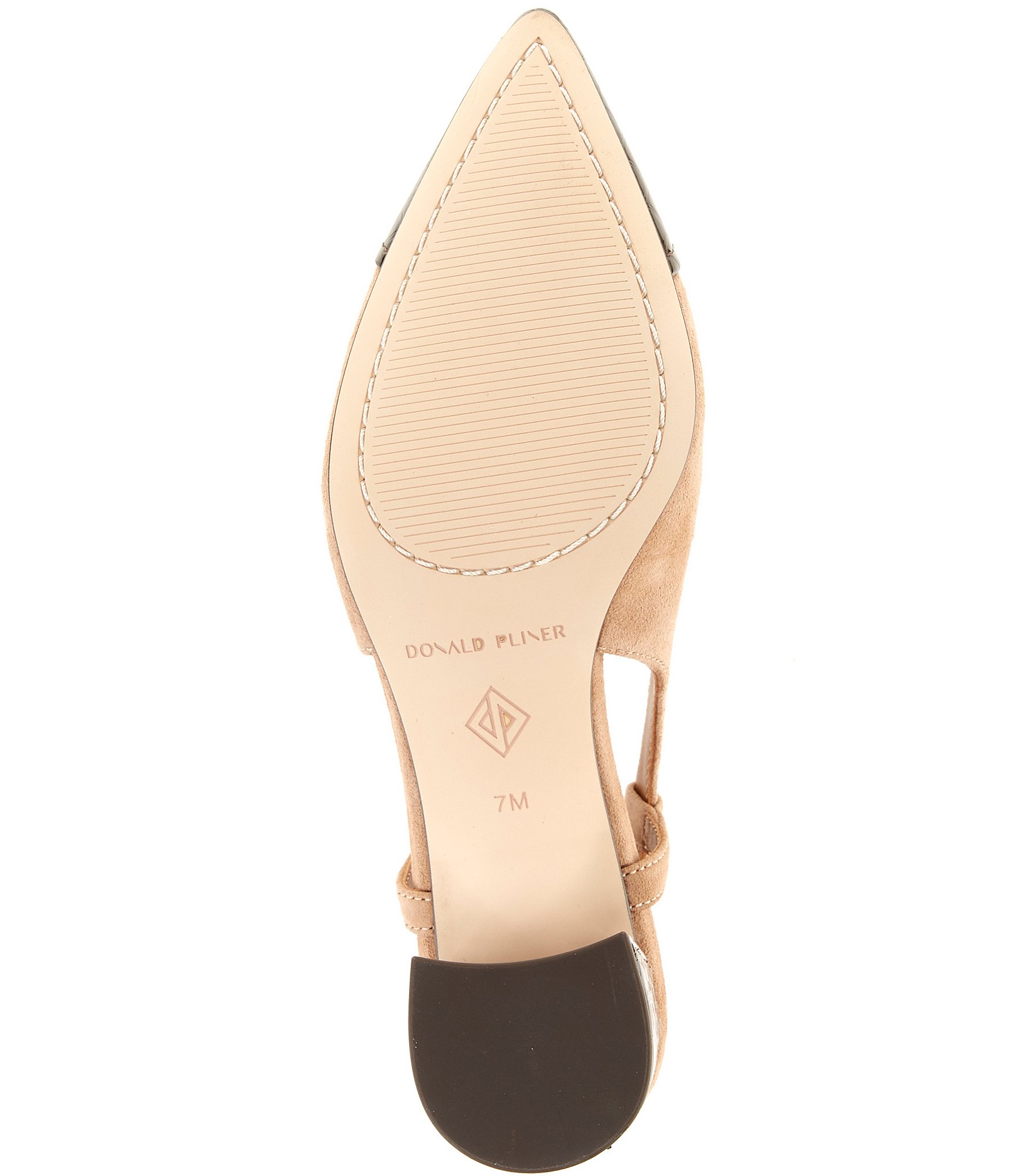 Donald Pliner Song Suede Croco Patent Leather Cap Toe Slingback Pumps