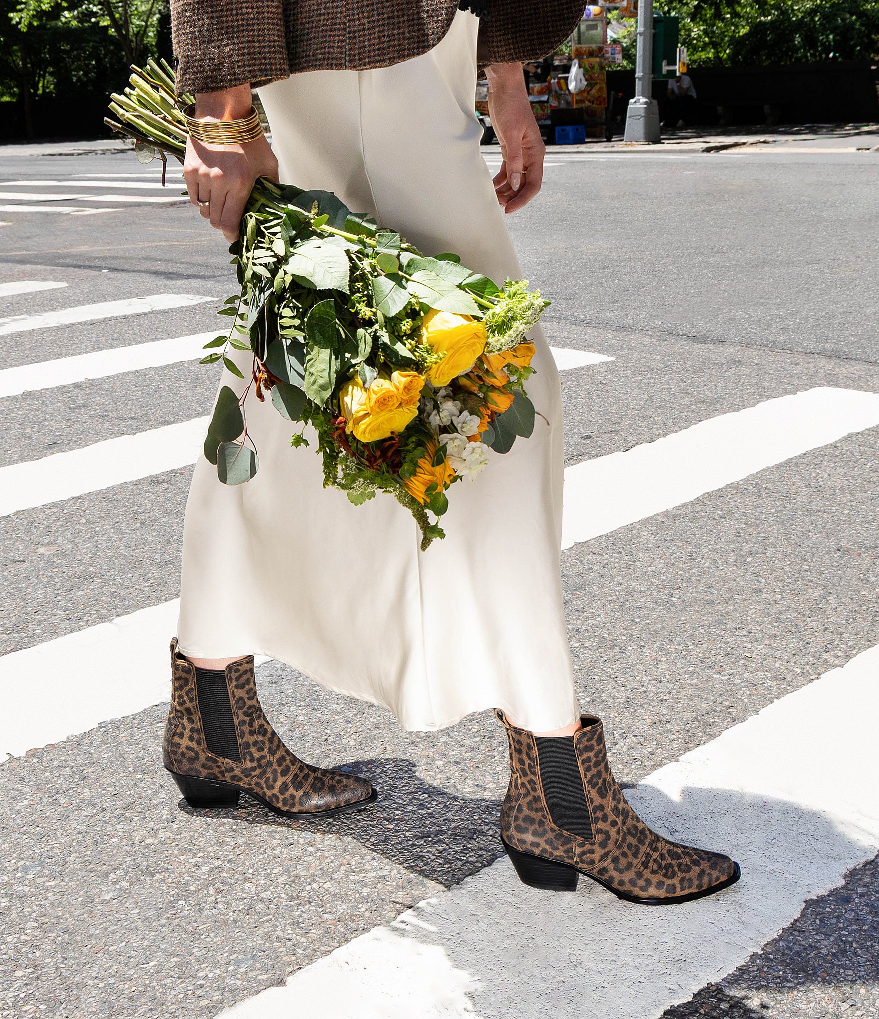 Donald Pliner Tayden Leopard Print Western Suede Block Heel Booties