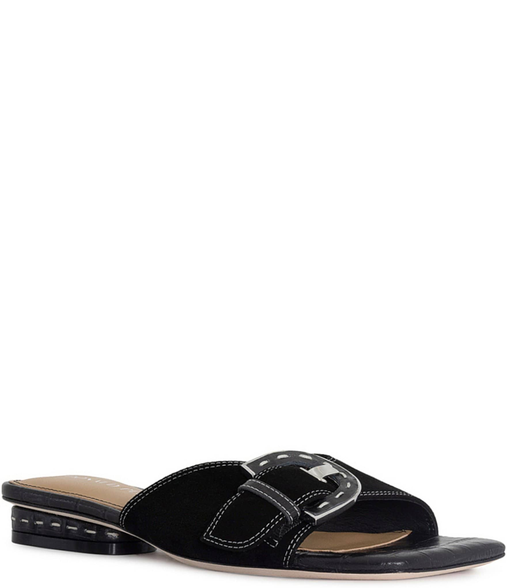 Donald Pliner Tracie Suede Buckle Slides Dillard s