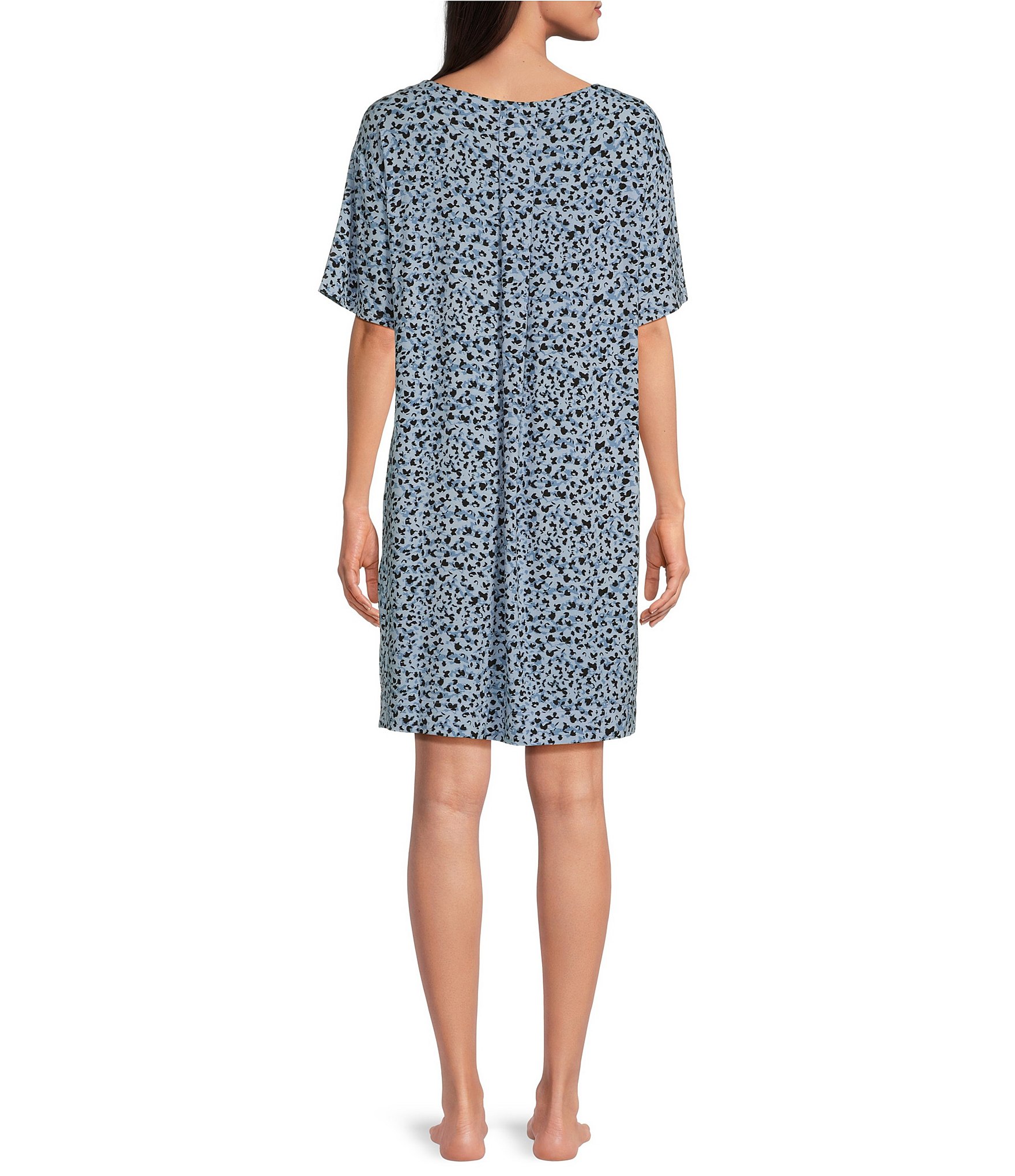 Donna Karan Abstract Print Short Sleeve Scoop Neck Sleepshirt