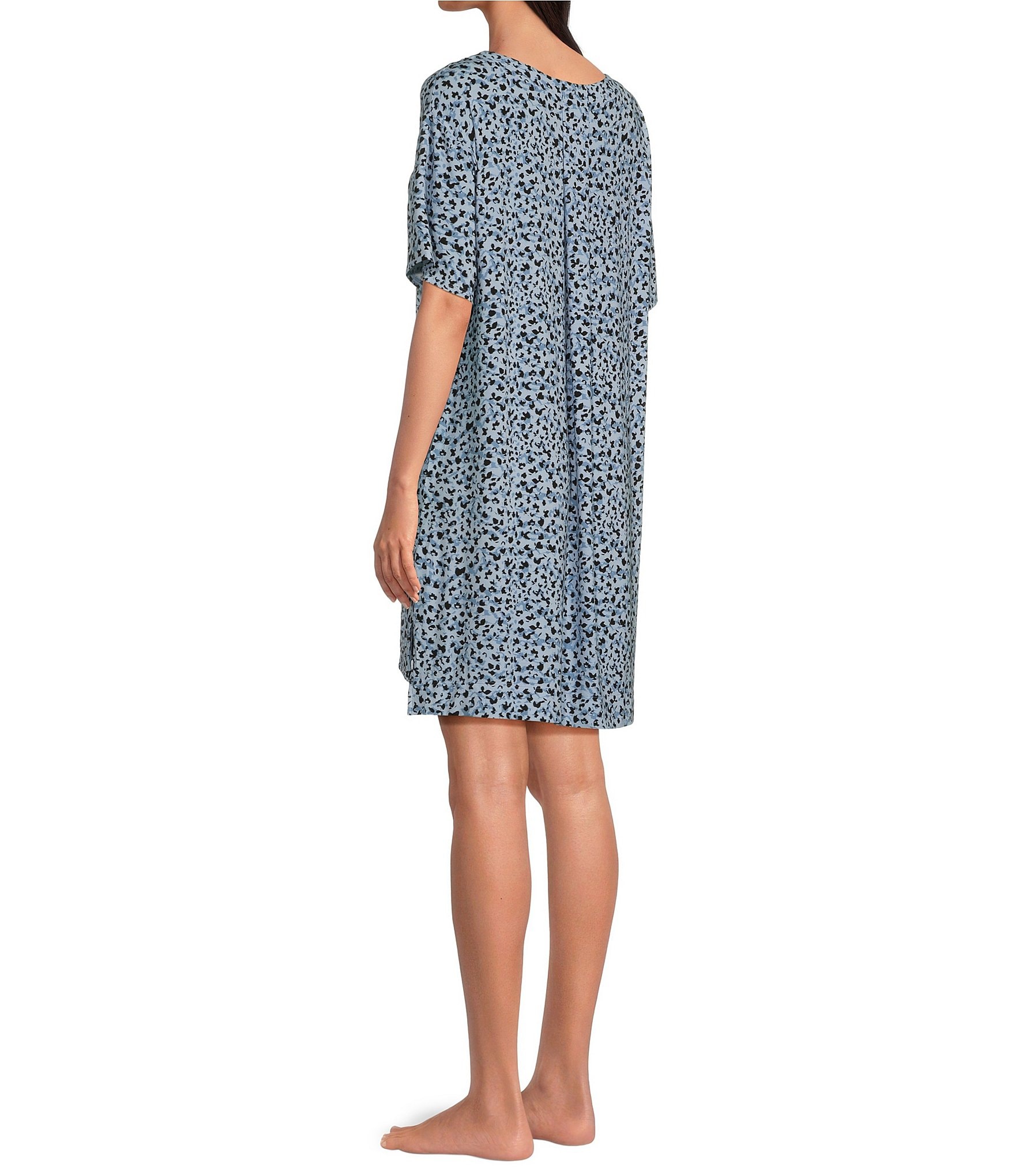 Donna Karan Abstract Print Short Sleeve Scoop Neck Sleepshirt