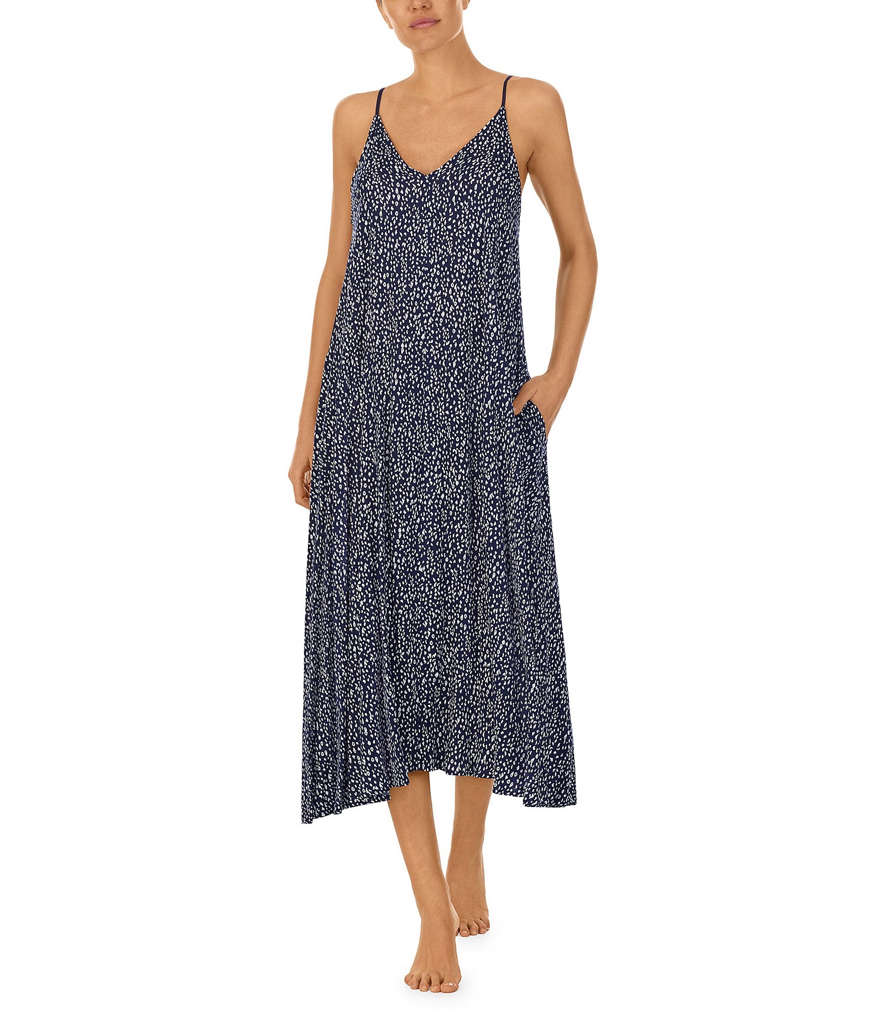 Donna Karan Animal Print Sleeveless V-Neck Knit Nightgown | Dillard's