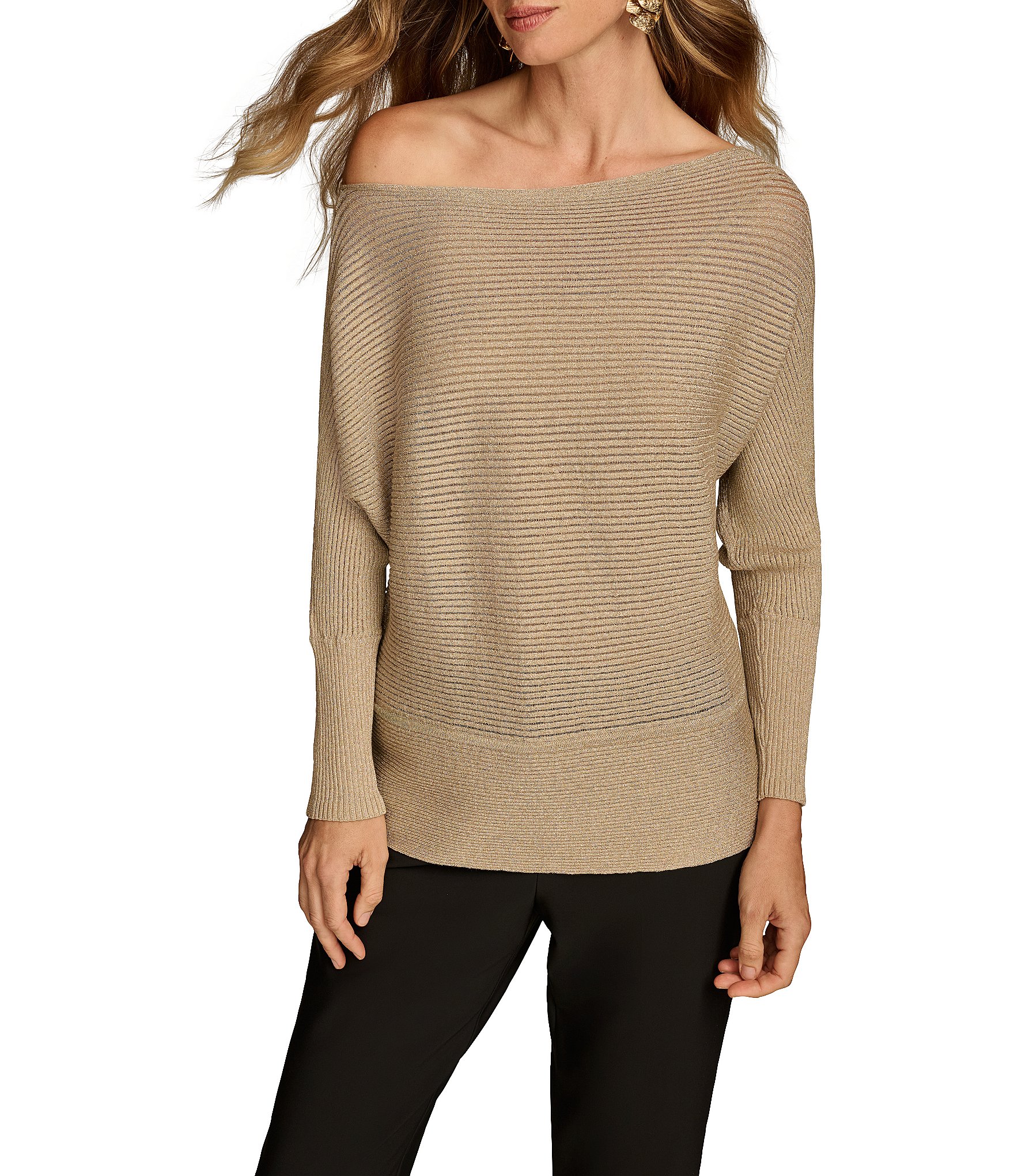 Donna Karan Asymmetrical Neck Long Sleeve Wide Hemline Top | Dillard's