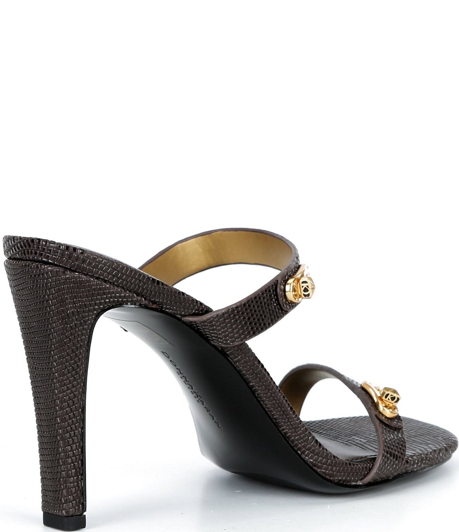 Donna Karan Bailey Double Banded Lizard Print Dress Slide Sandals