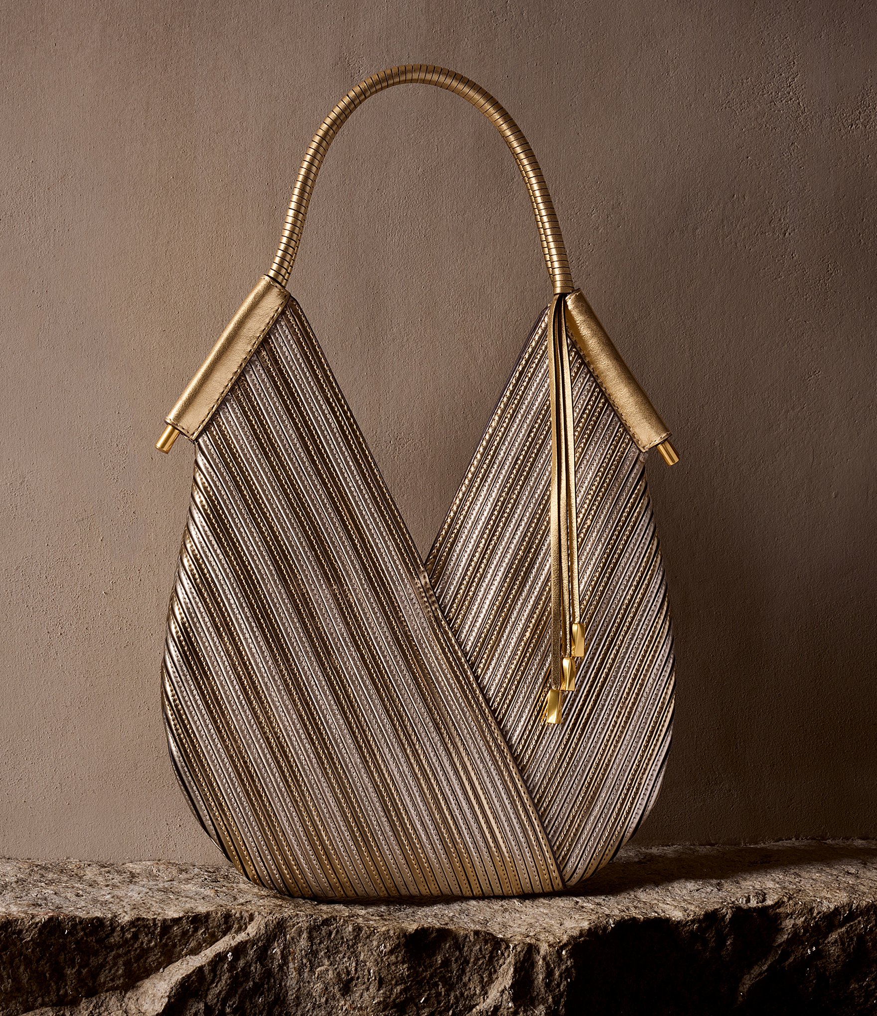 Donna Karan Baldwin Large Metallic Stripe Shoulder Bag