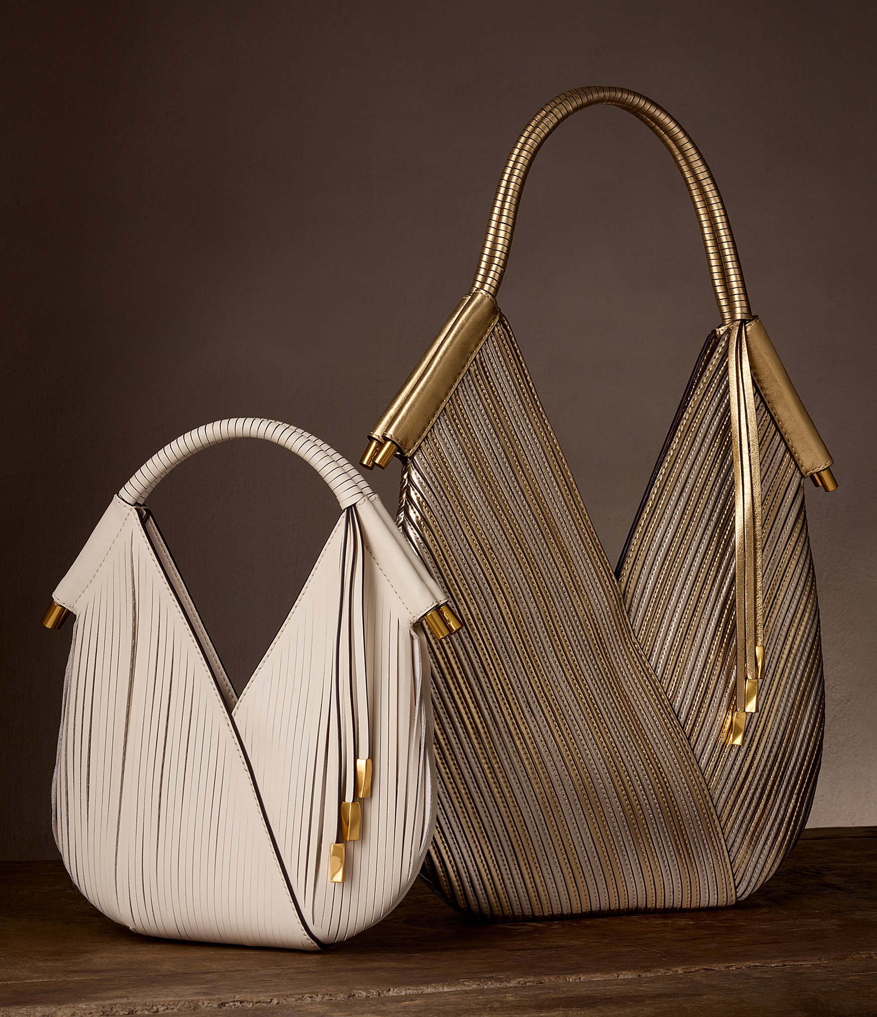 Donna Karan Baldwin Large Metallic Stripe Shoulder Bag