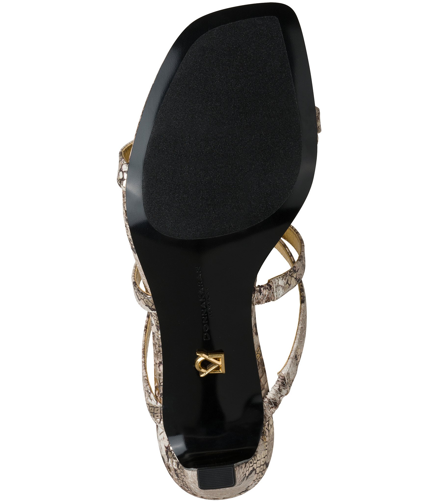 Donna Karan Begonia Strappy Snake Print Chain Hardware Dress Slide Sandals