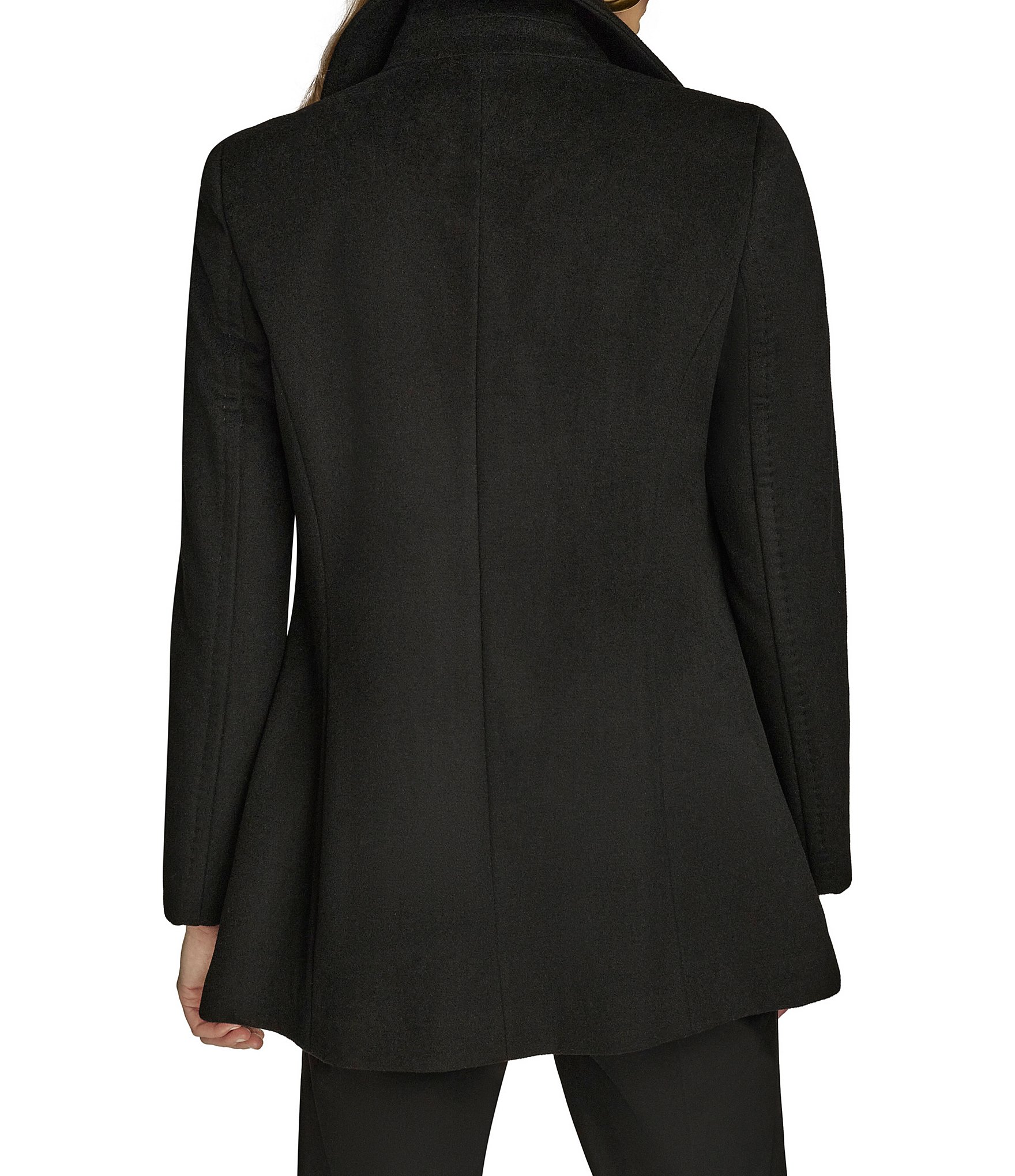Donna Karan Cashmere Blend Notch Lapel Double Breasted Peacoat