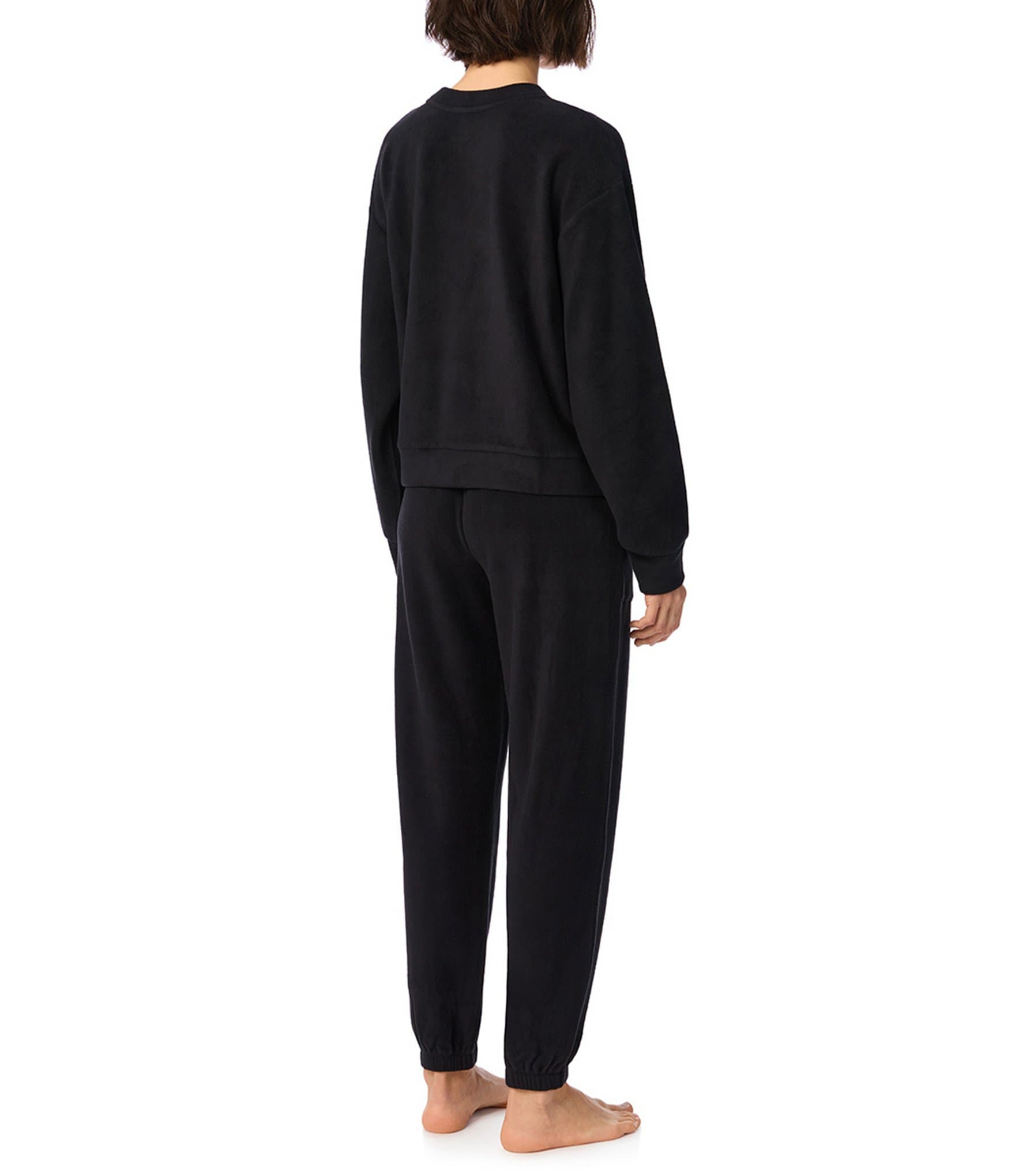 Donna Karan DNKY Solid Round Neck Long Sleeve Sweatshirt & Stretch Fleece Jogger Pajama Set