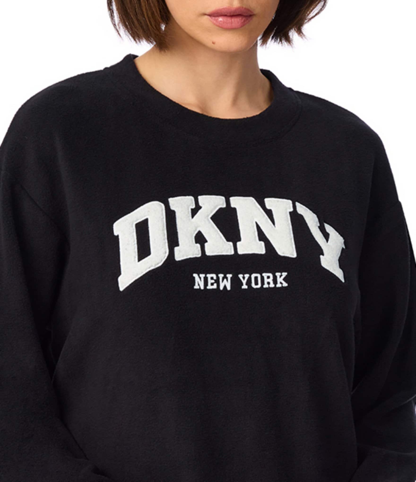 Donna Karan DNKY Solid Round Neck Long Sleeve Sweatshirt & Stretch Fleece Jogger Pajama Set