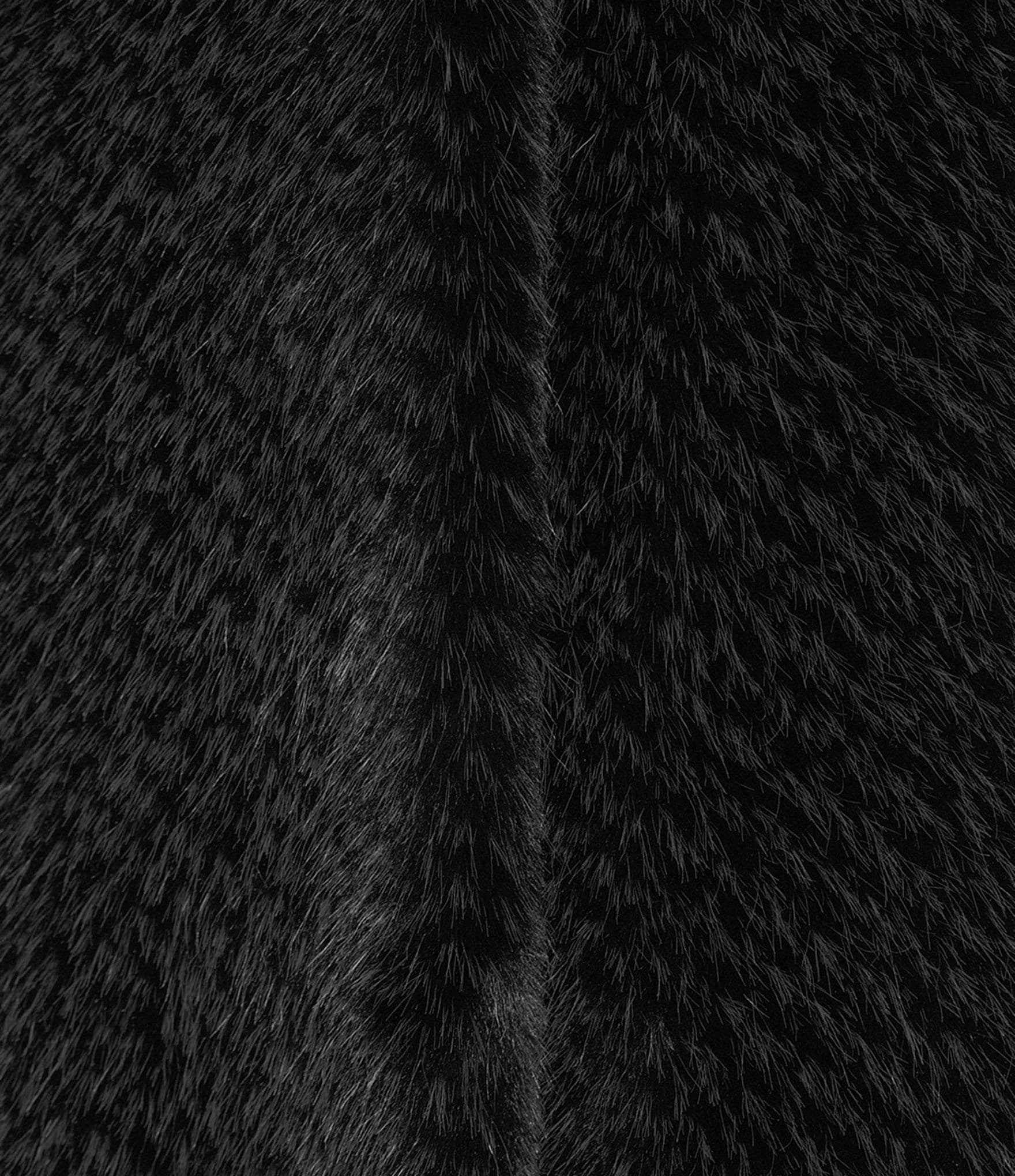 Donna Karan Faux Fur Stand Collar Button Front Coat