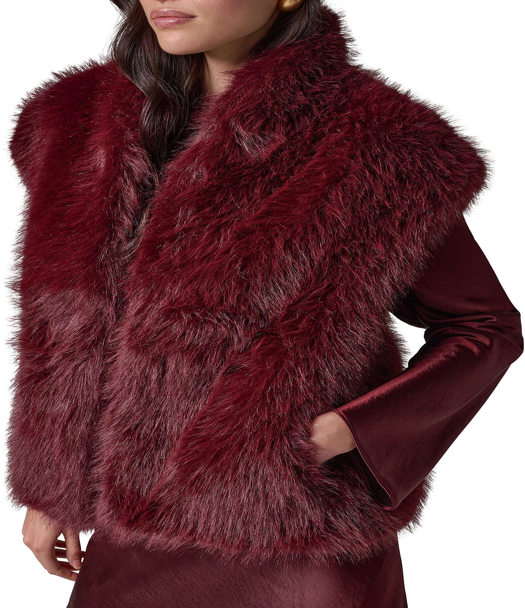 Donna Karan Faux Fur V-Neck Sleeveless Vest