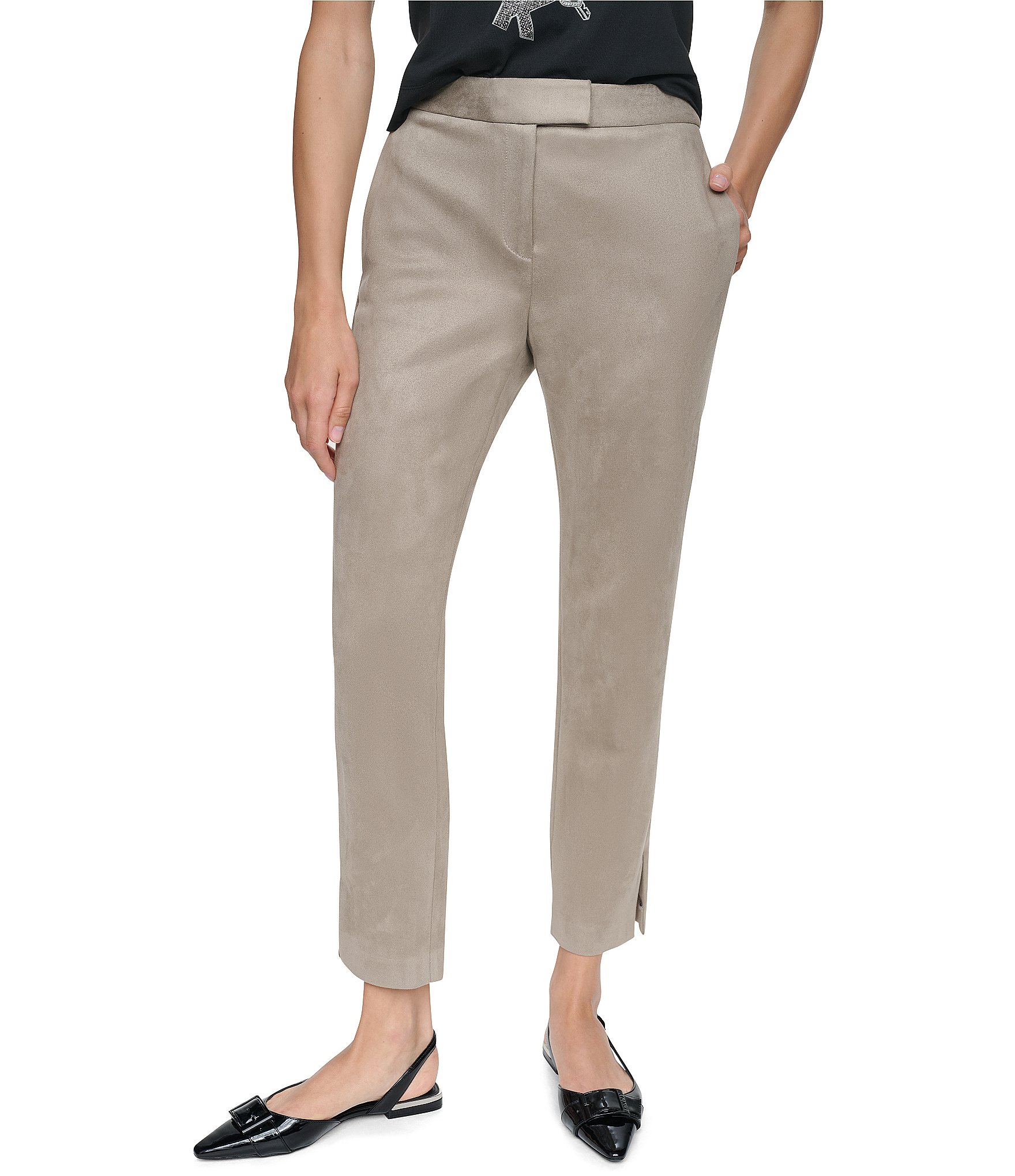 Donna Karan Faux Suede Ankle Pants