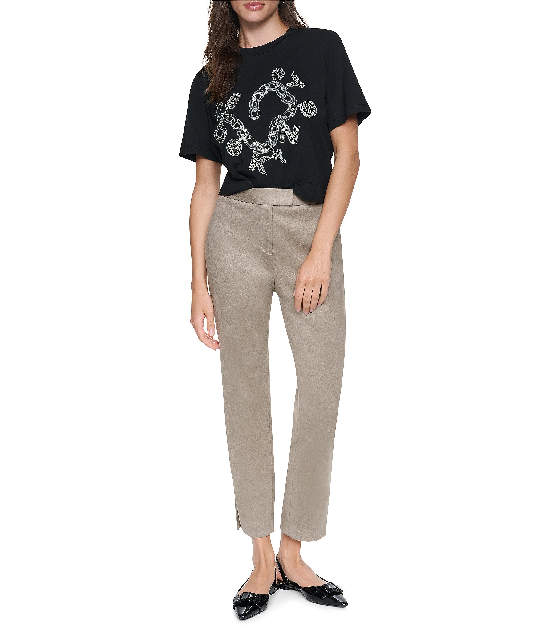 Donna Karan Faux Suede Ankle Pants