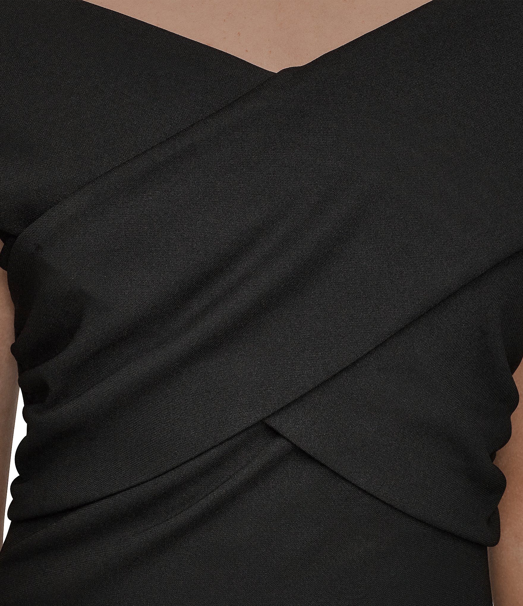 Donna Karan Filament Jersey Off The Shoulder Short Sleeve A-Line Midi Dress