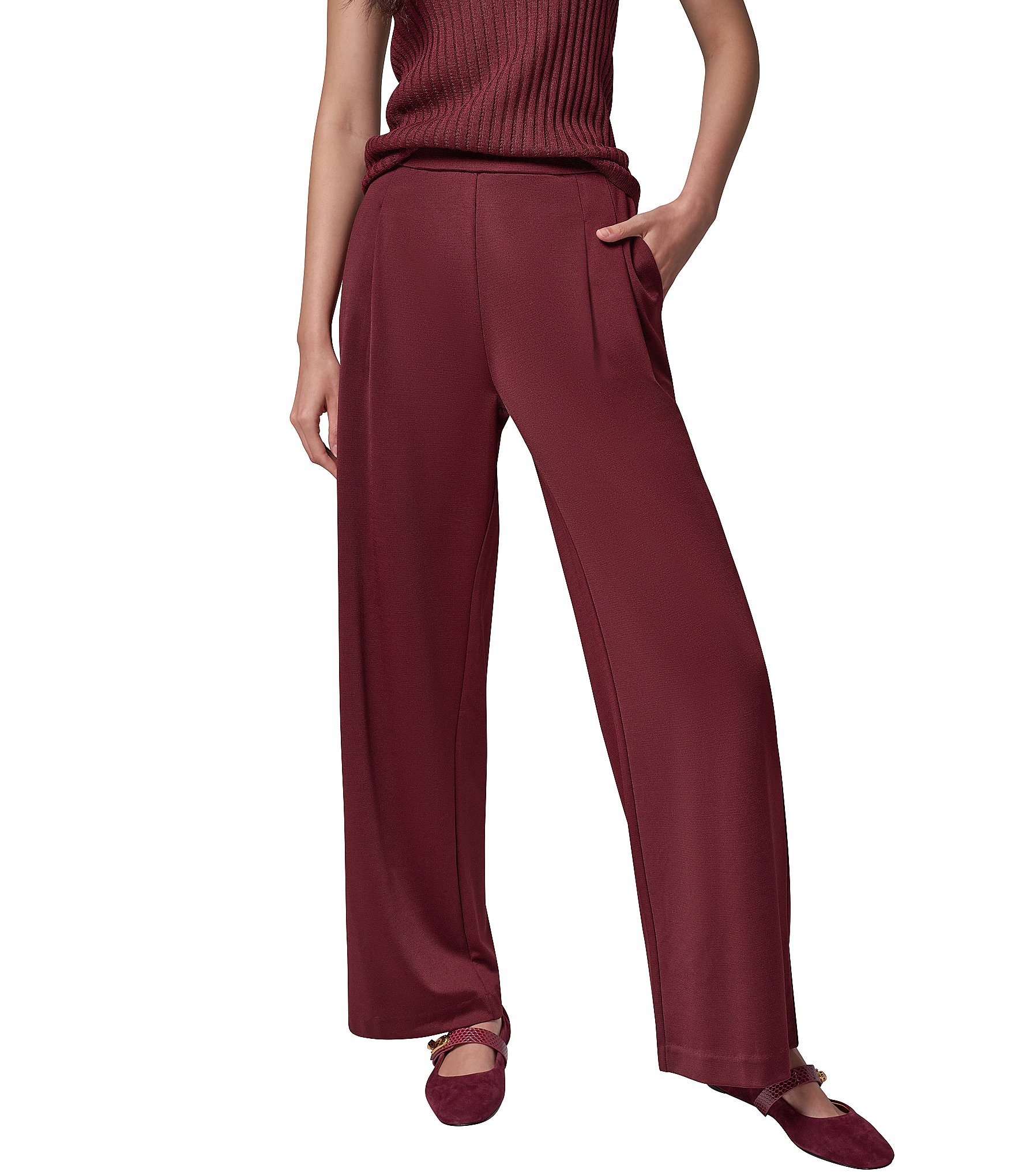 Donna Karan Flat Front High Rise Straight Leg Ankle Length Coordinating Pants