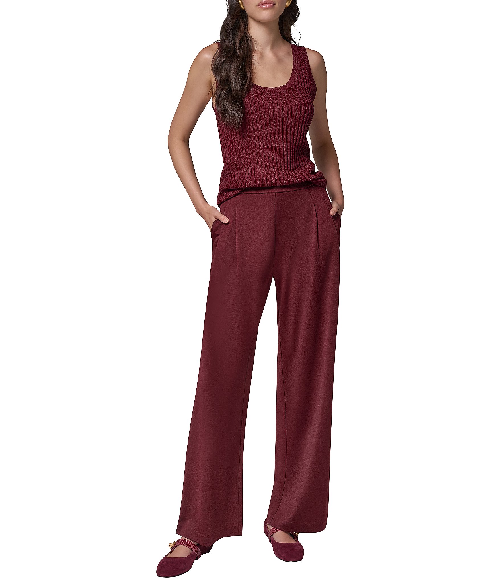 Donna Karan Flat Front High Rise Straight Leg Ankle Length Coordinating Pants