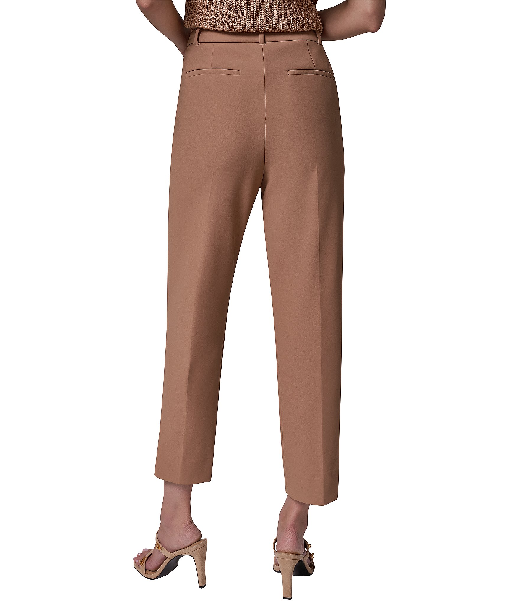 Donna Karan High Rise Flat Front Ankle Length Straight Leg Pants
