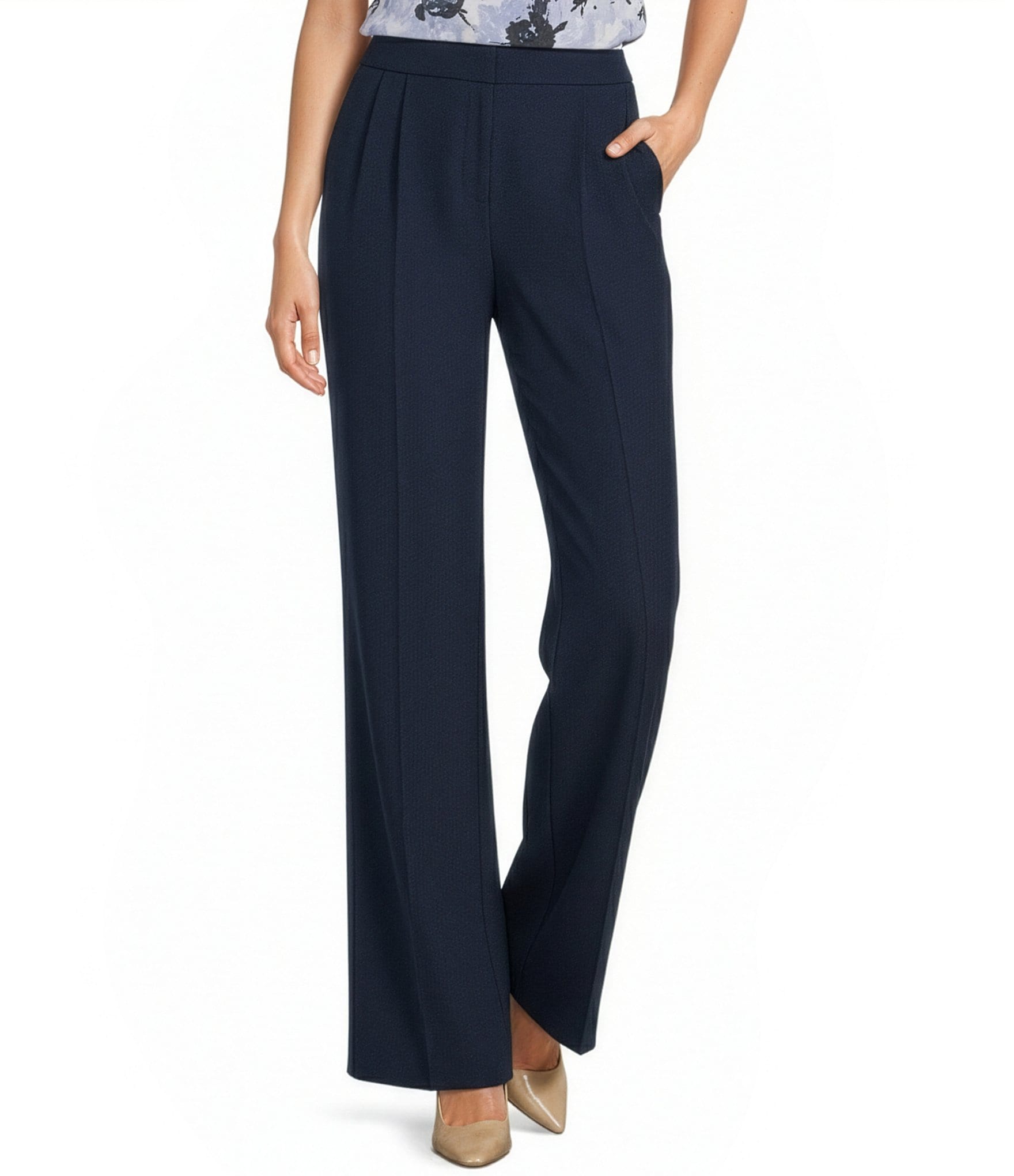 Donna Karan High Waisted Wide Leg Pants