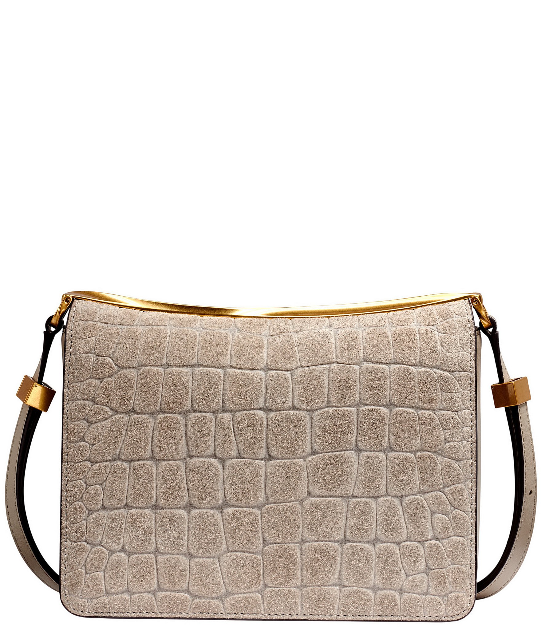 Donna Karan Jericho Croco Suede Shoulder Bag