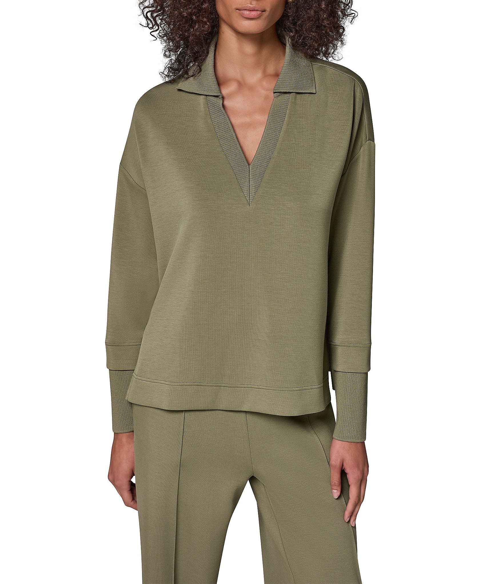 Donna Karan Jet Setter V-Neck Pullover Top