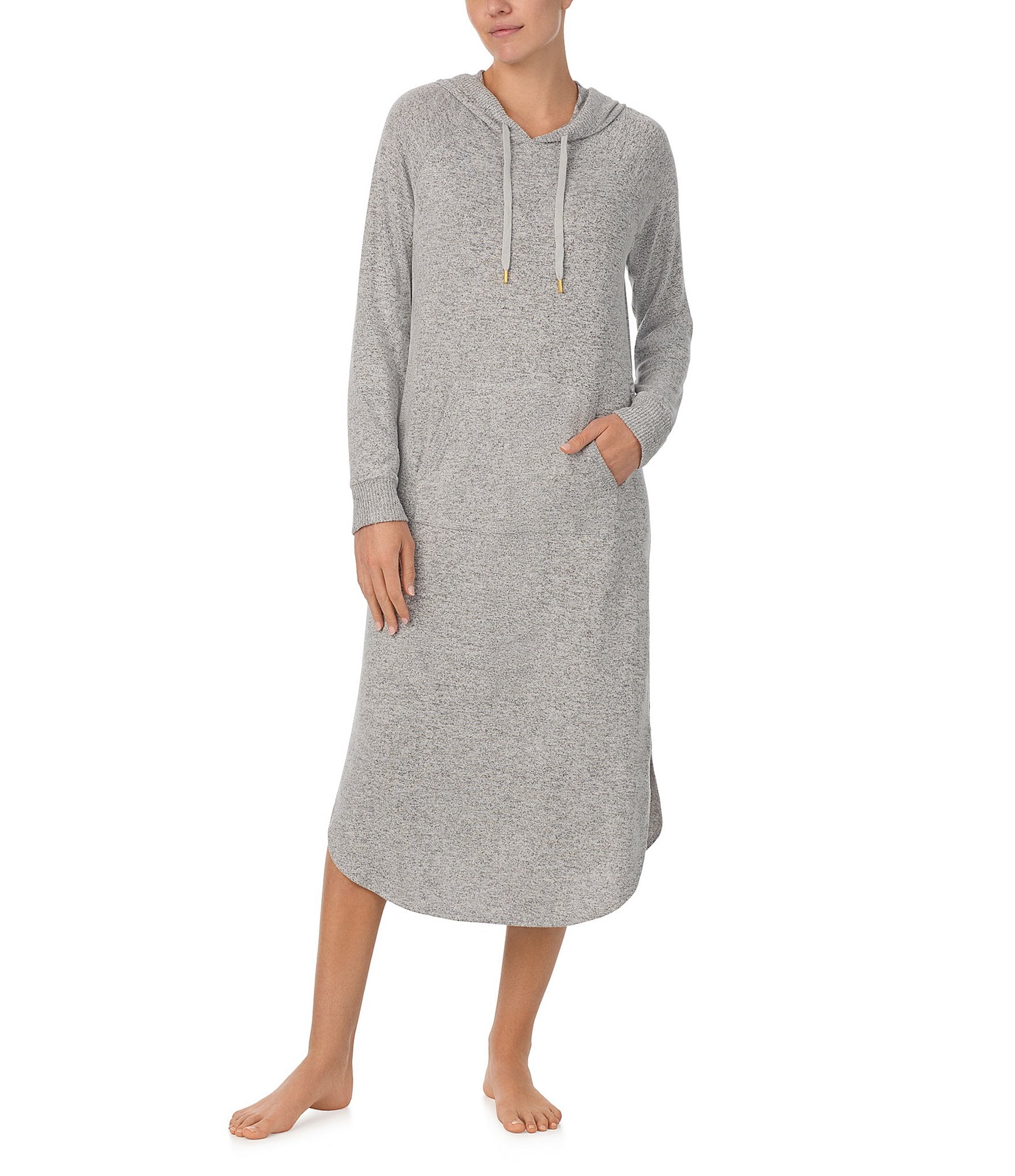 Donna Karan Knit Long Sleeve Hooded Lounger