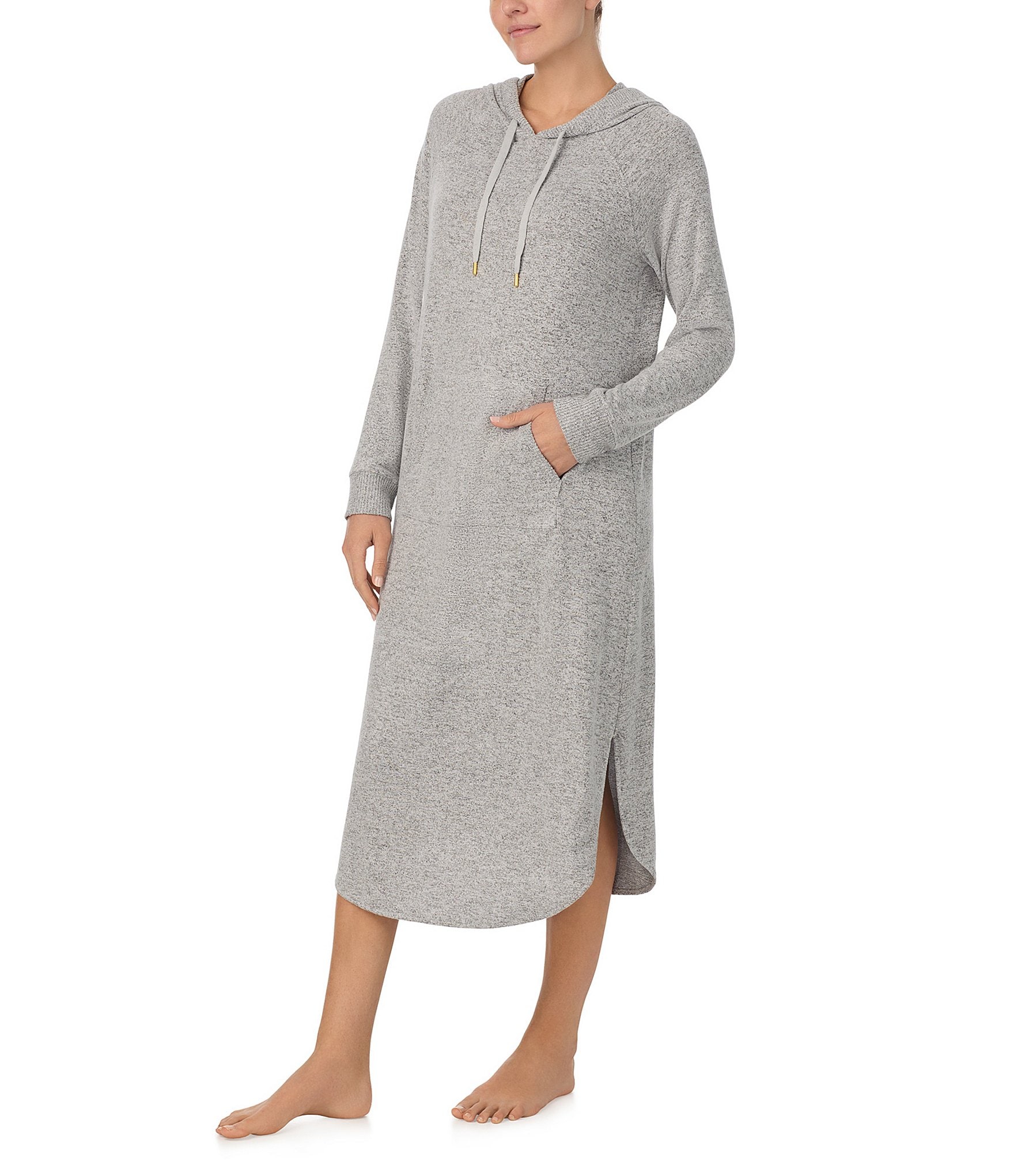 Donna Karan Knit Long Sleeve Hooded Lounger