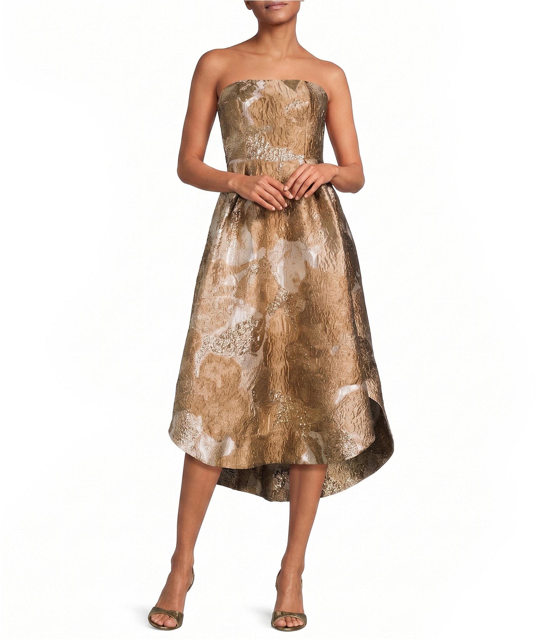 Donna Karan Metallic Brocade Strapless A-Line Midi Gown at Hamilton Place  in Chattanooga, TN