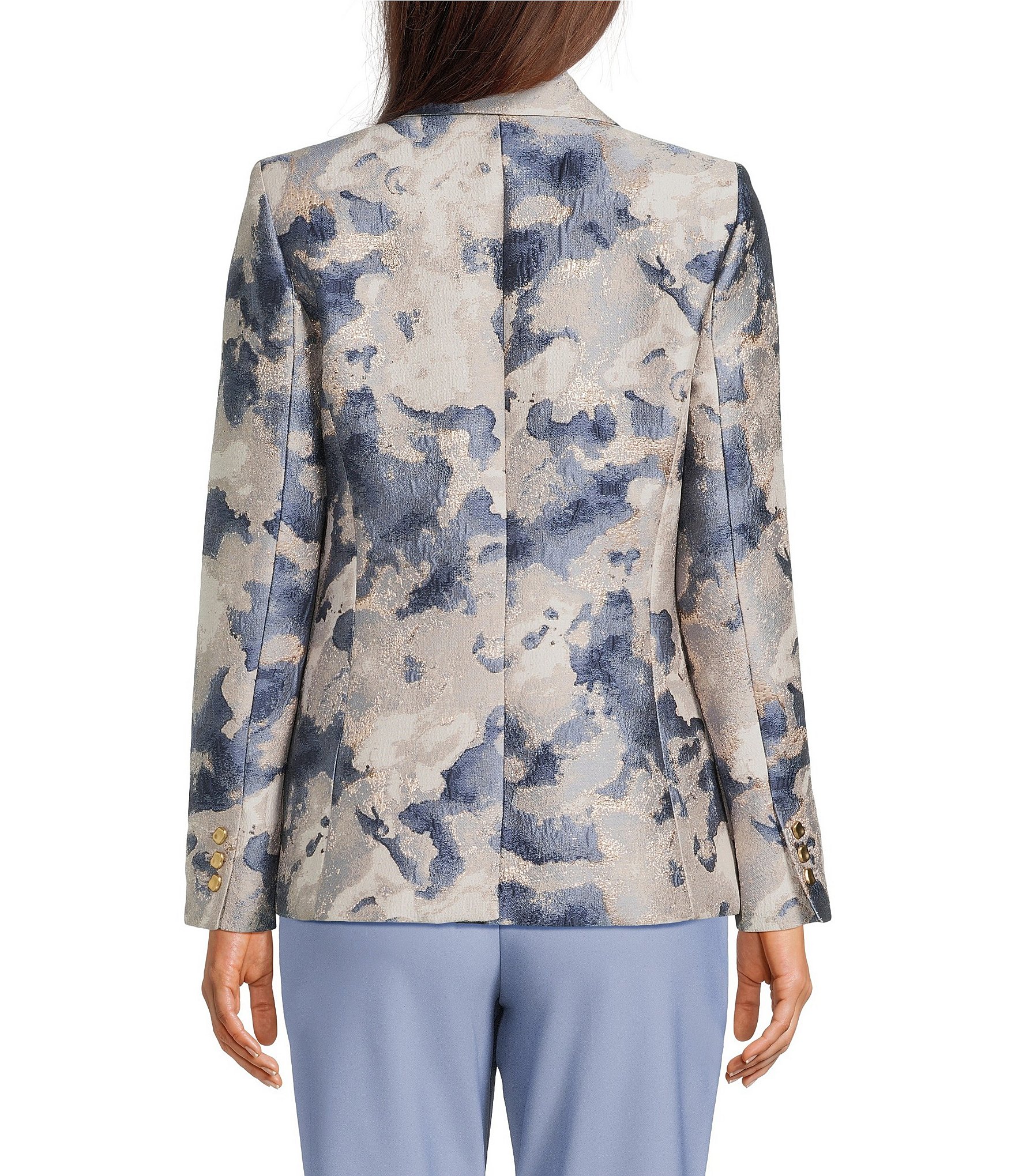 Donna Karan Metallic Jacquard Notch Lapel 1-Button Jacket